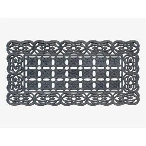 100% Rubber Paisley Border Indoor/Outdoor Decorative Design Durable Doormat 22X37. Black