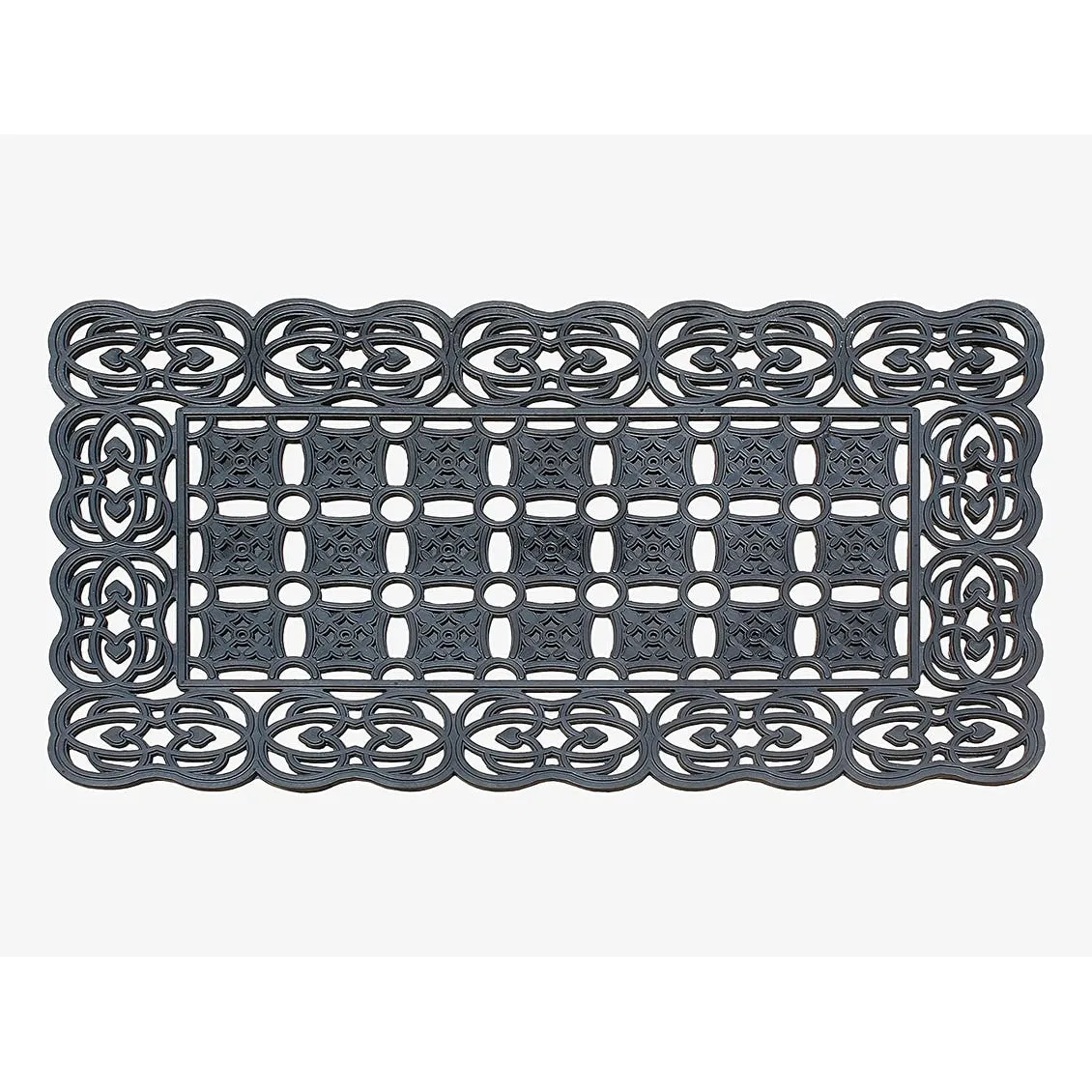 100% Rubber Paisley Border Indoor/Outdoor Decorative Design Durable Doormat 22X37. Black