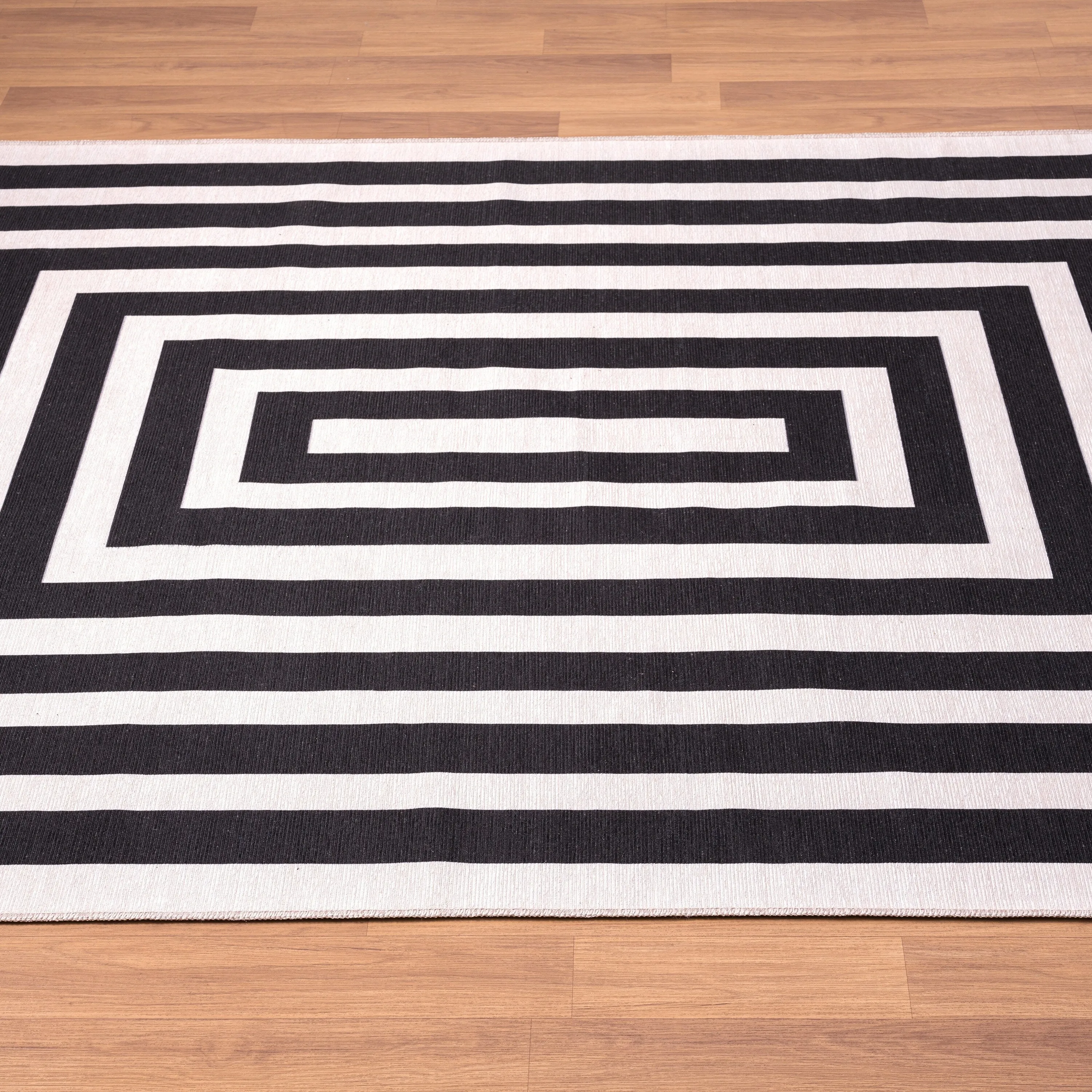 Abani Parker PAR170A Cream Black Rectangles Area Rug