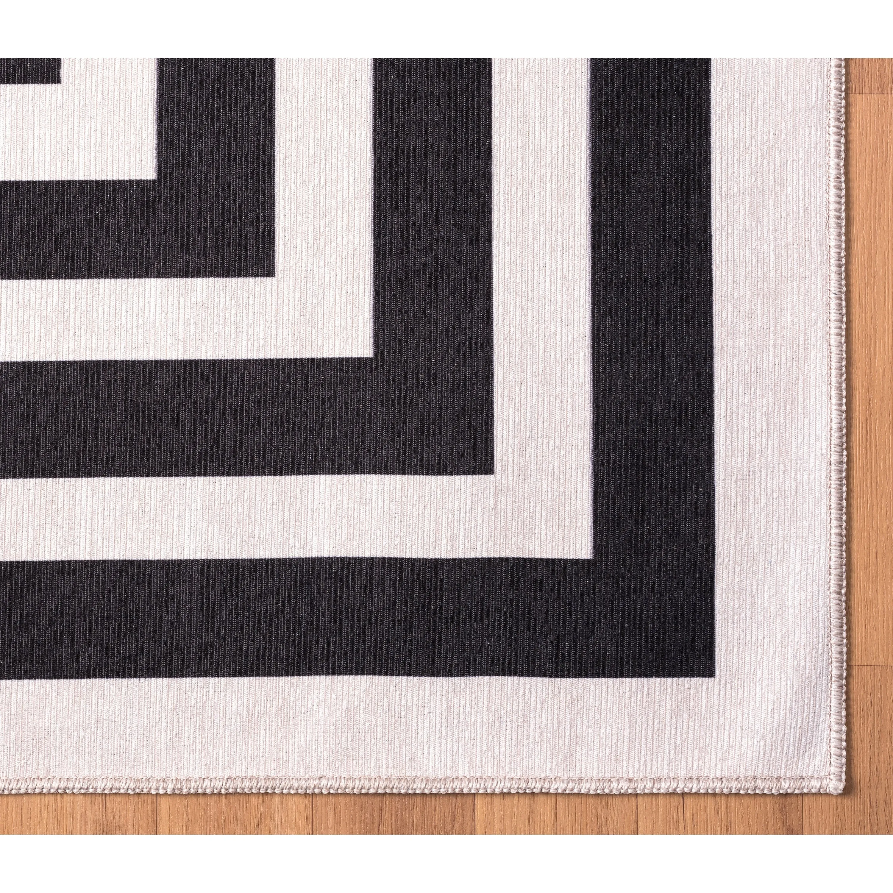Abani Parker PAR170A Cream Black Rectangles Area Rug