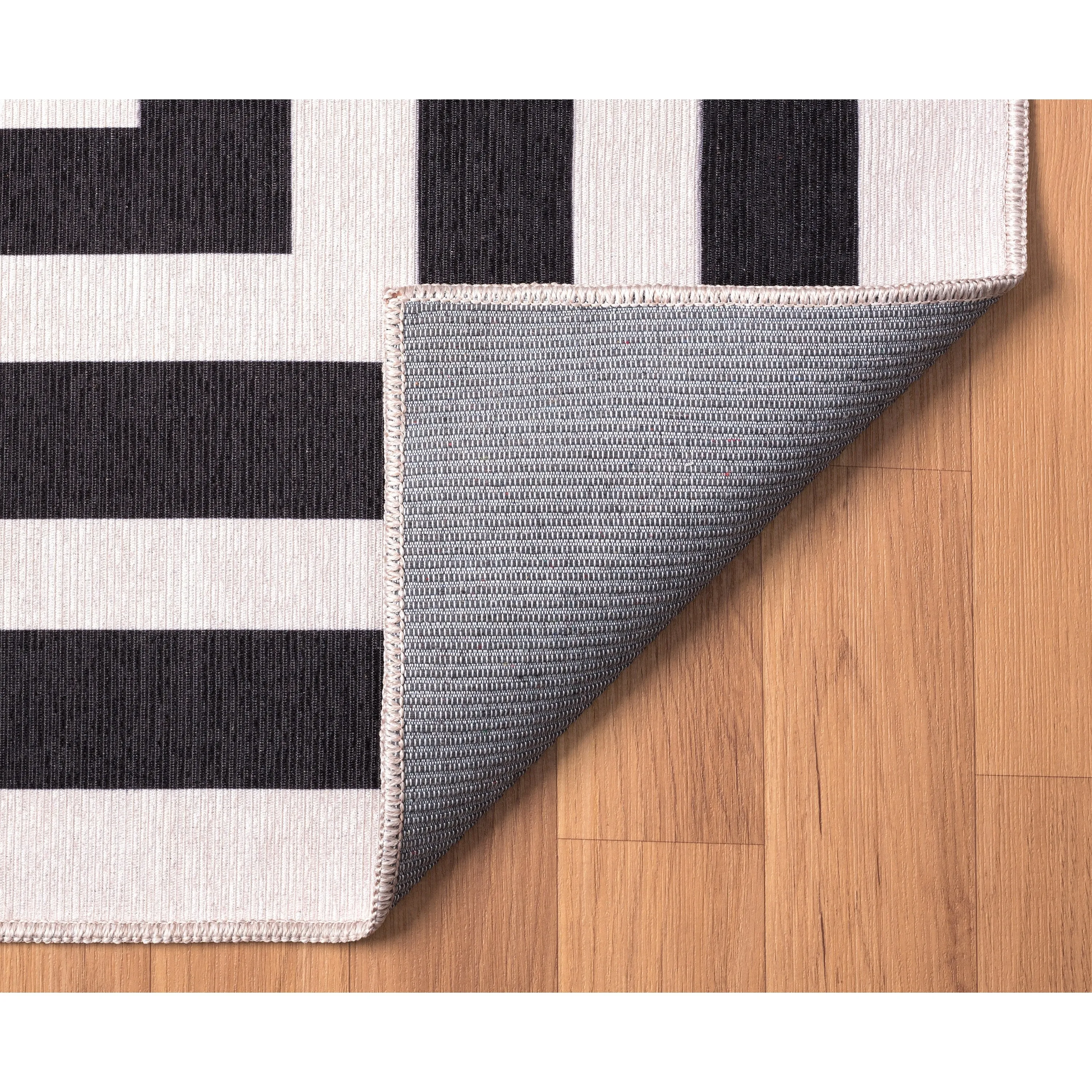 Abani Parker PAR170A Cream Black Rectangles Area Rug