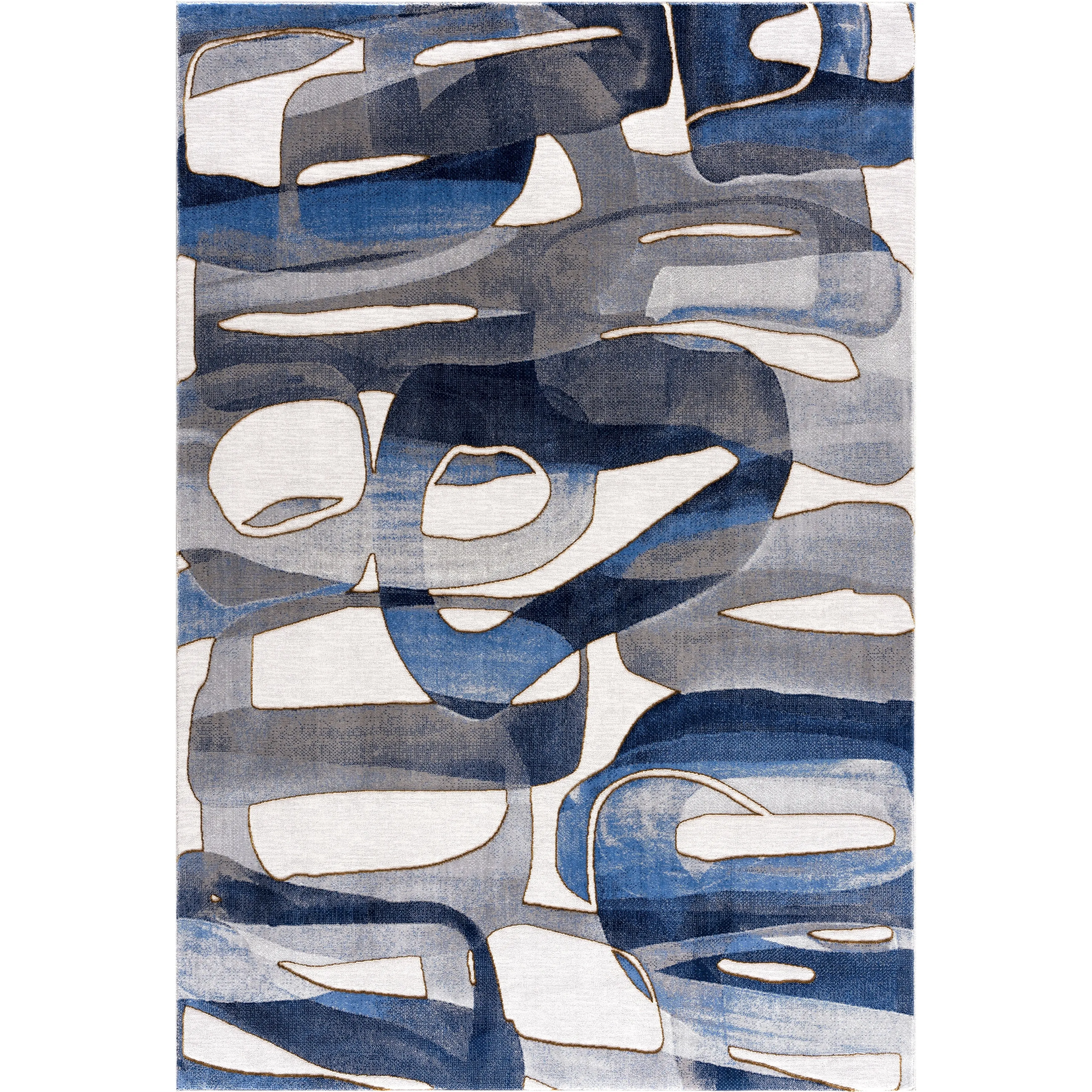 Abani Rugs Regal REG130A Blue Grey Asymmetric Circles Area Rug