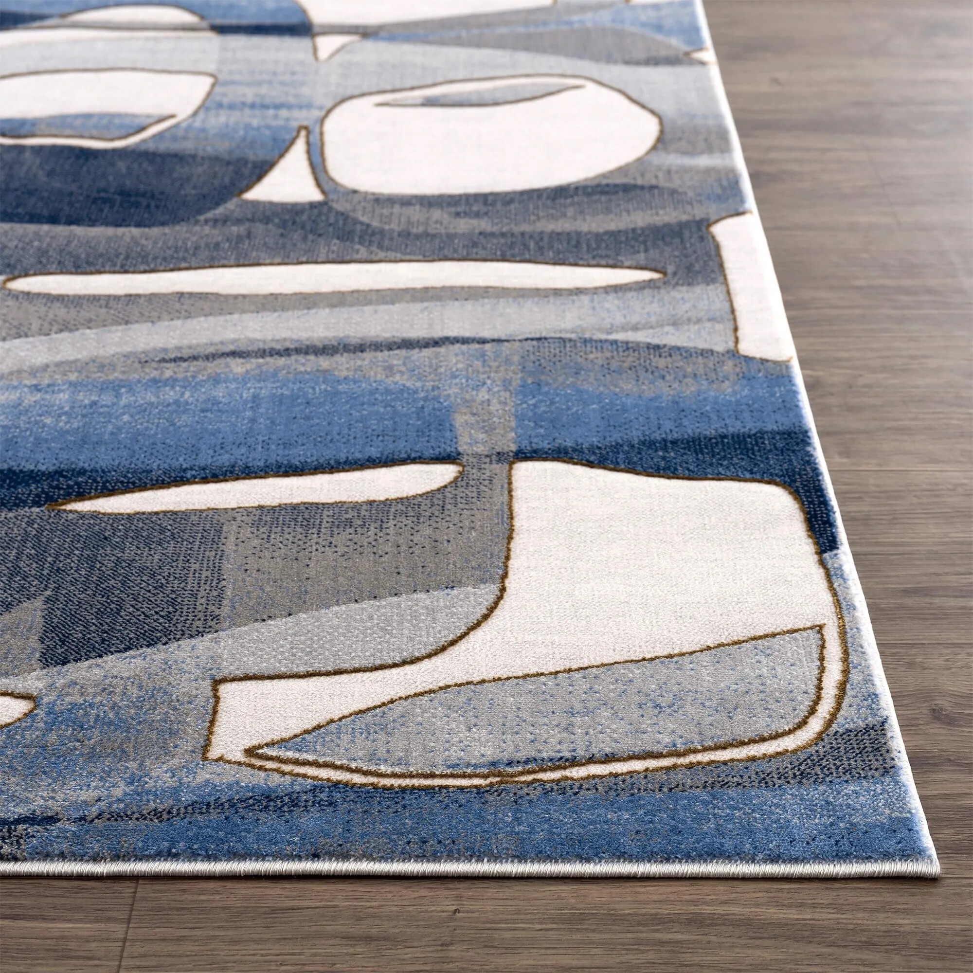 Abani Rugs Regal REG130A Blue Grey Asymmetric Circles Area Rug