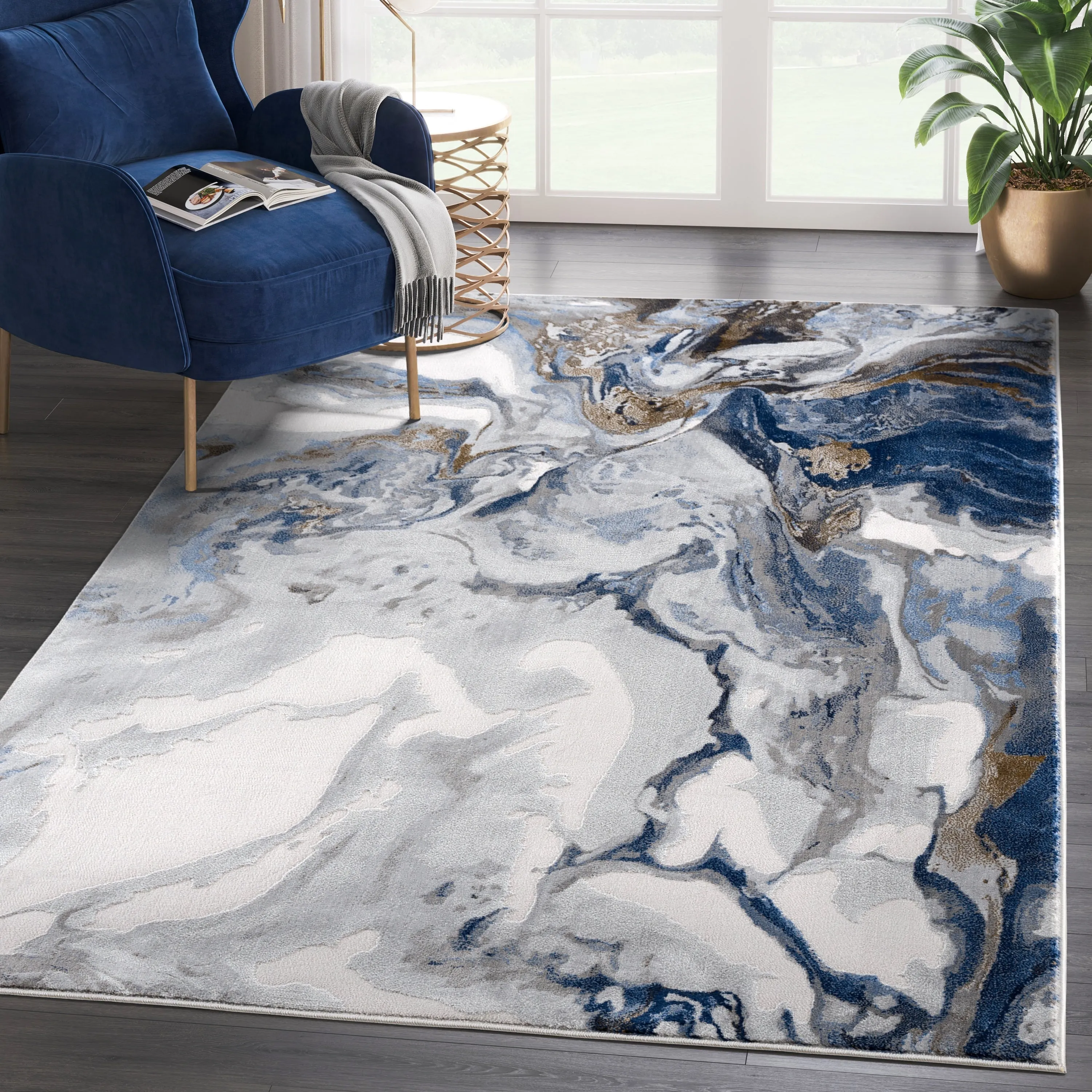 Abani Rugs Regal REG140A Abstract Grey Blue Area Rug