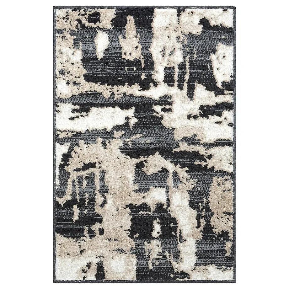 Abani Rugs TER170A Beige Black Abstract Pattern Area Rug