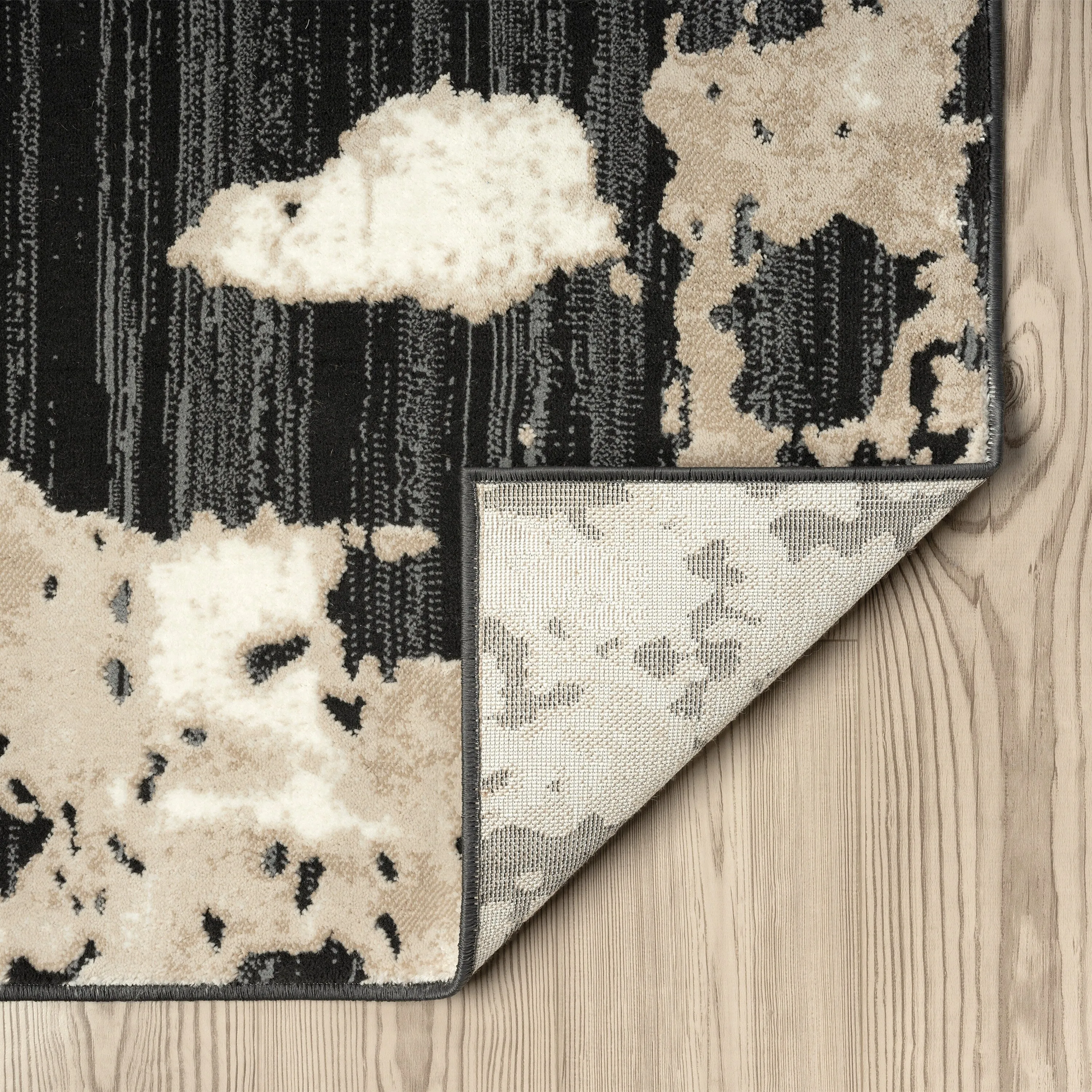 Abani Rugs TER170A Beige Black Abstract Pattern Area Rug