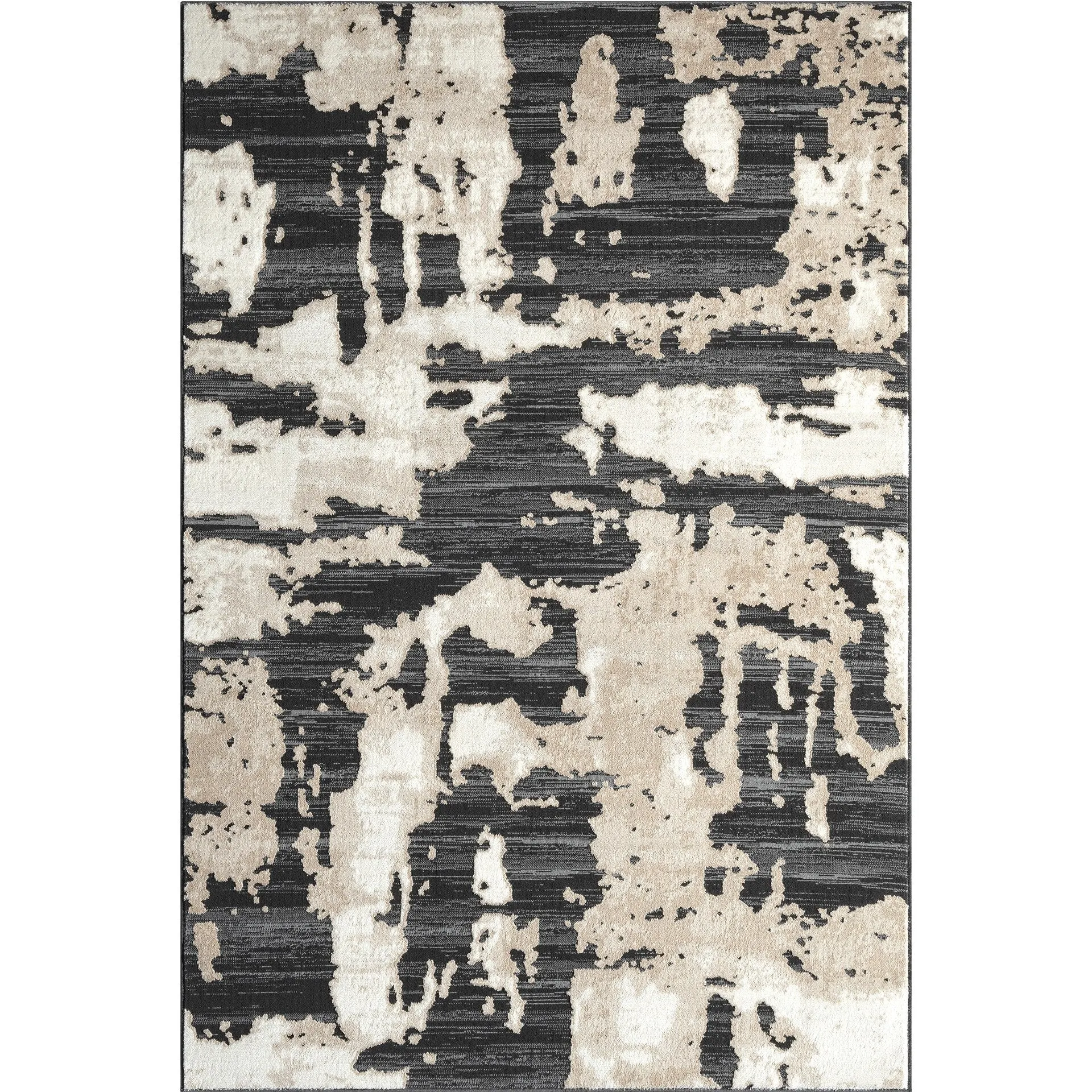 Abani Rugs TER170A Beige Black Abstract Pattern Area Rug