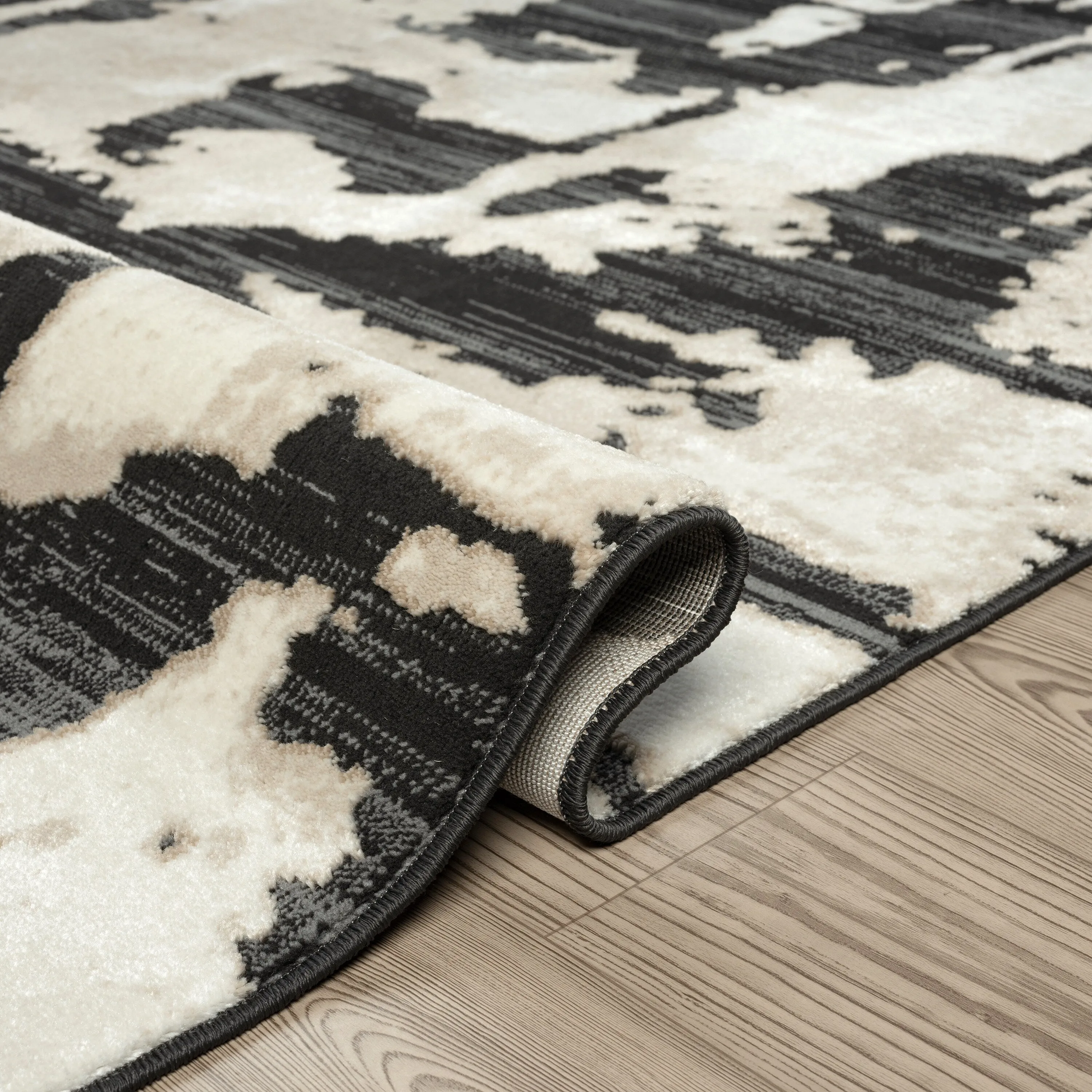 Abani Rugs TER170A Beige Black Abstract Pattern Area Rug