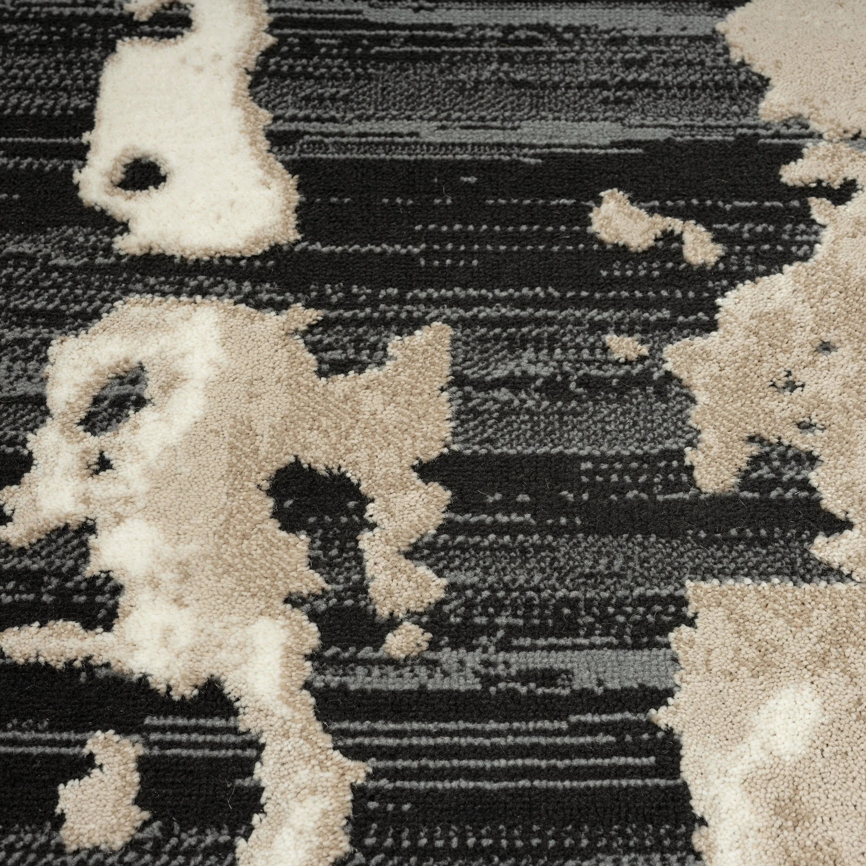 Abani Rugs TER170A Beige Black Abstract Pattern Area Rug