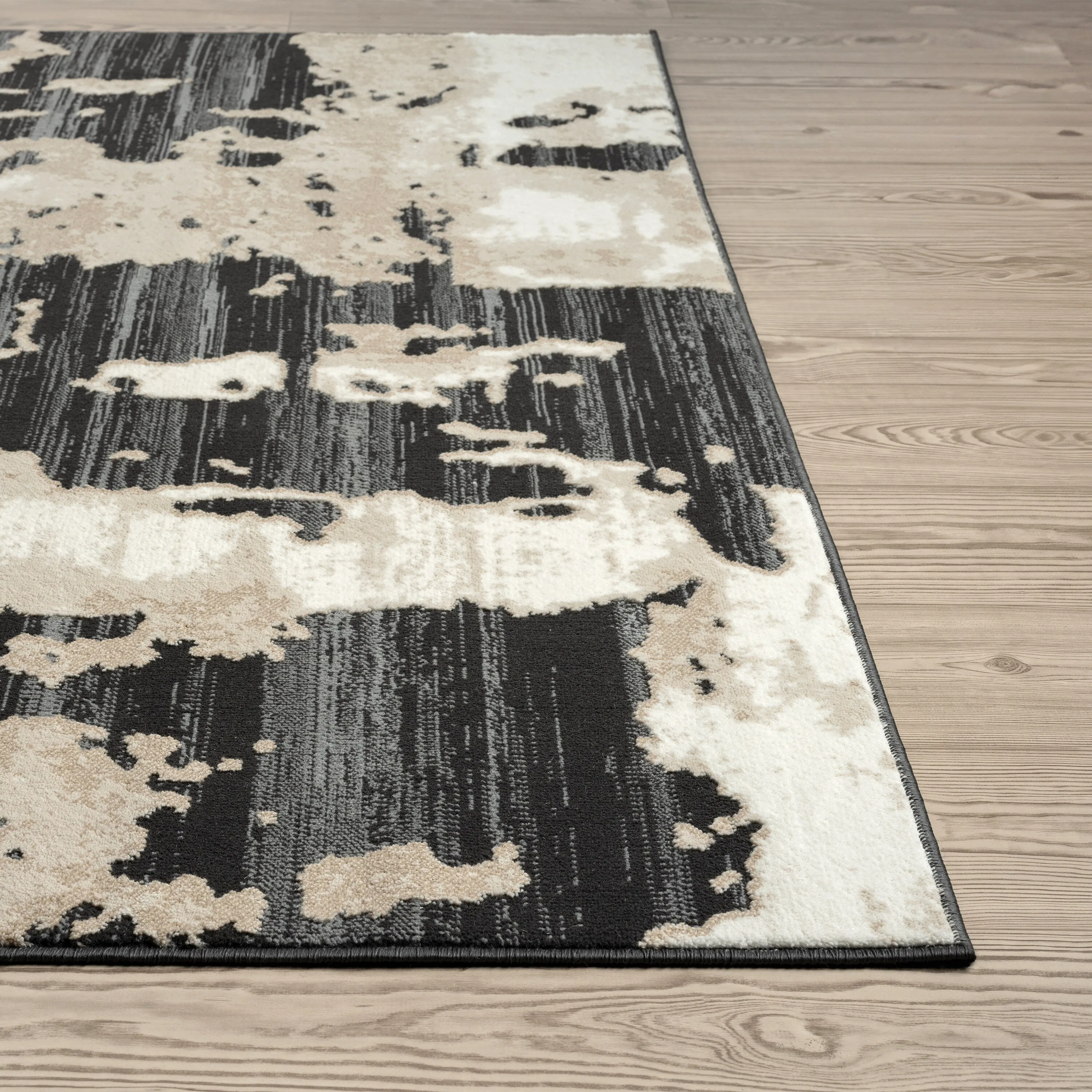 Abani Rugs TER170A Beige Black Abstract Pattern Area Rug