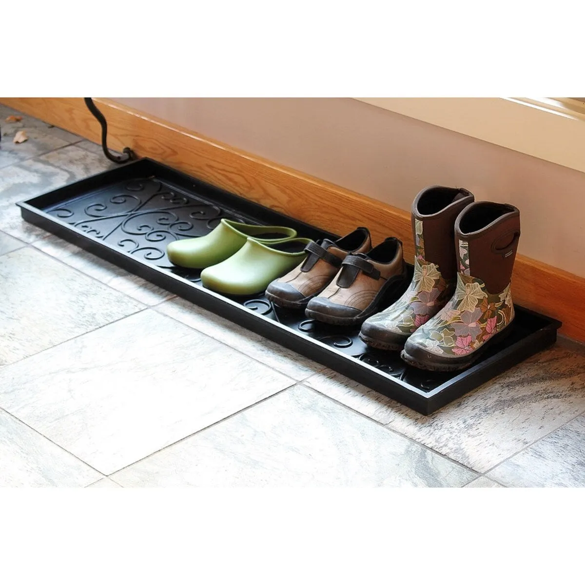 Achla Designs Multi Purpose Rubber Area Boot Tray. Large. 46 Inch Wide. Black
