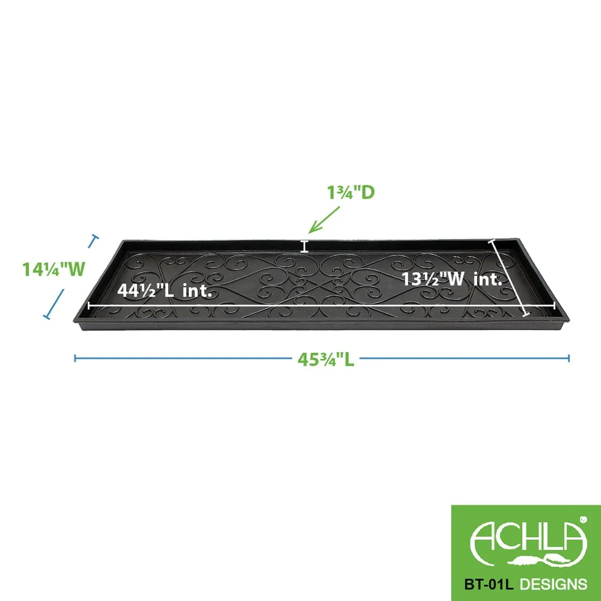 Achla Designs Multi Purpose Rubber Area Boot Tray. Large. 46 Inch Wide. Black