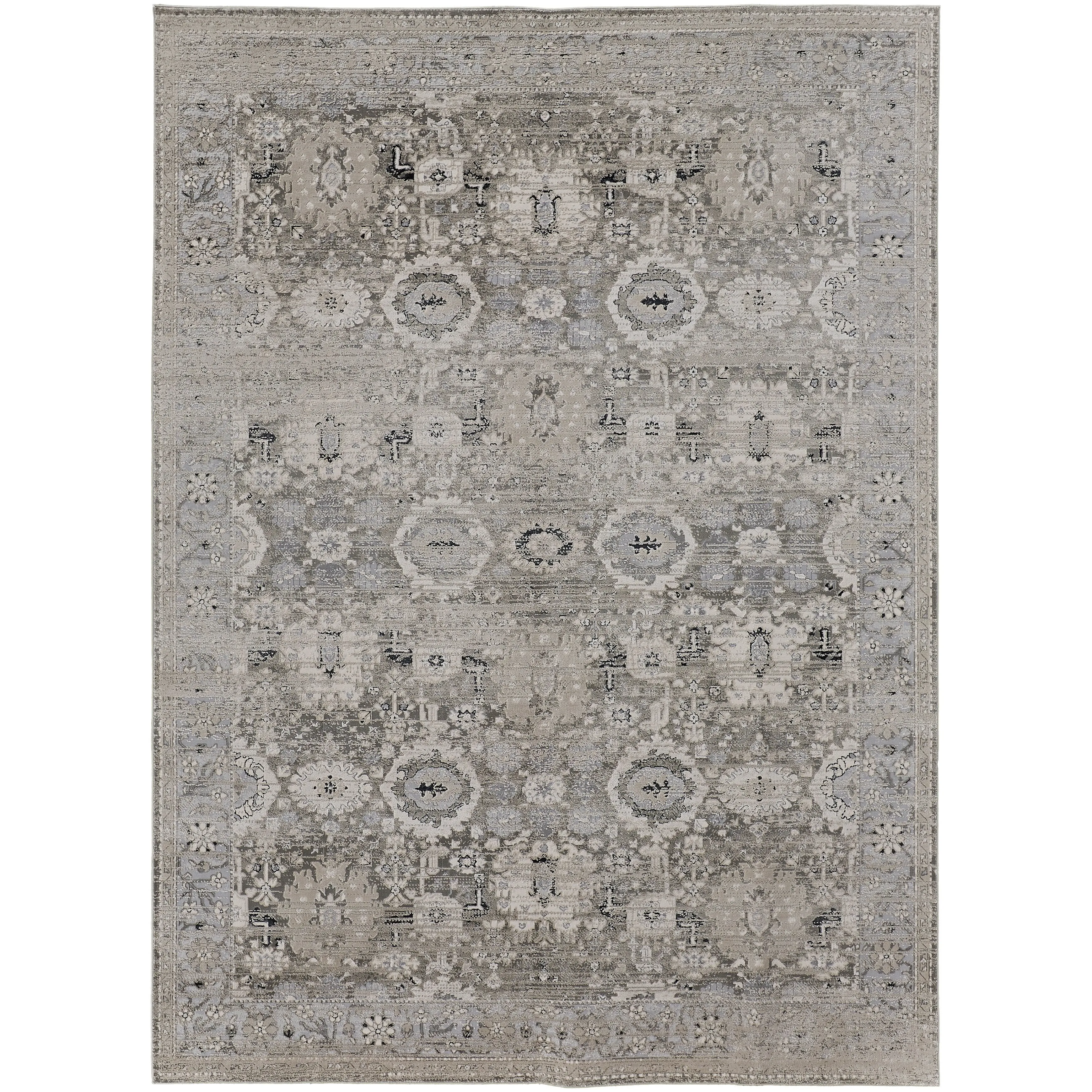 Adana Transitional Metallic Runner. Ivory/Silver Gray