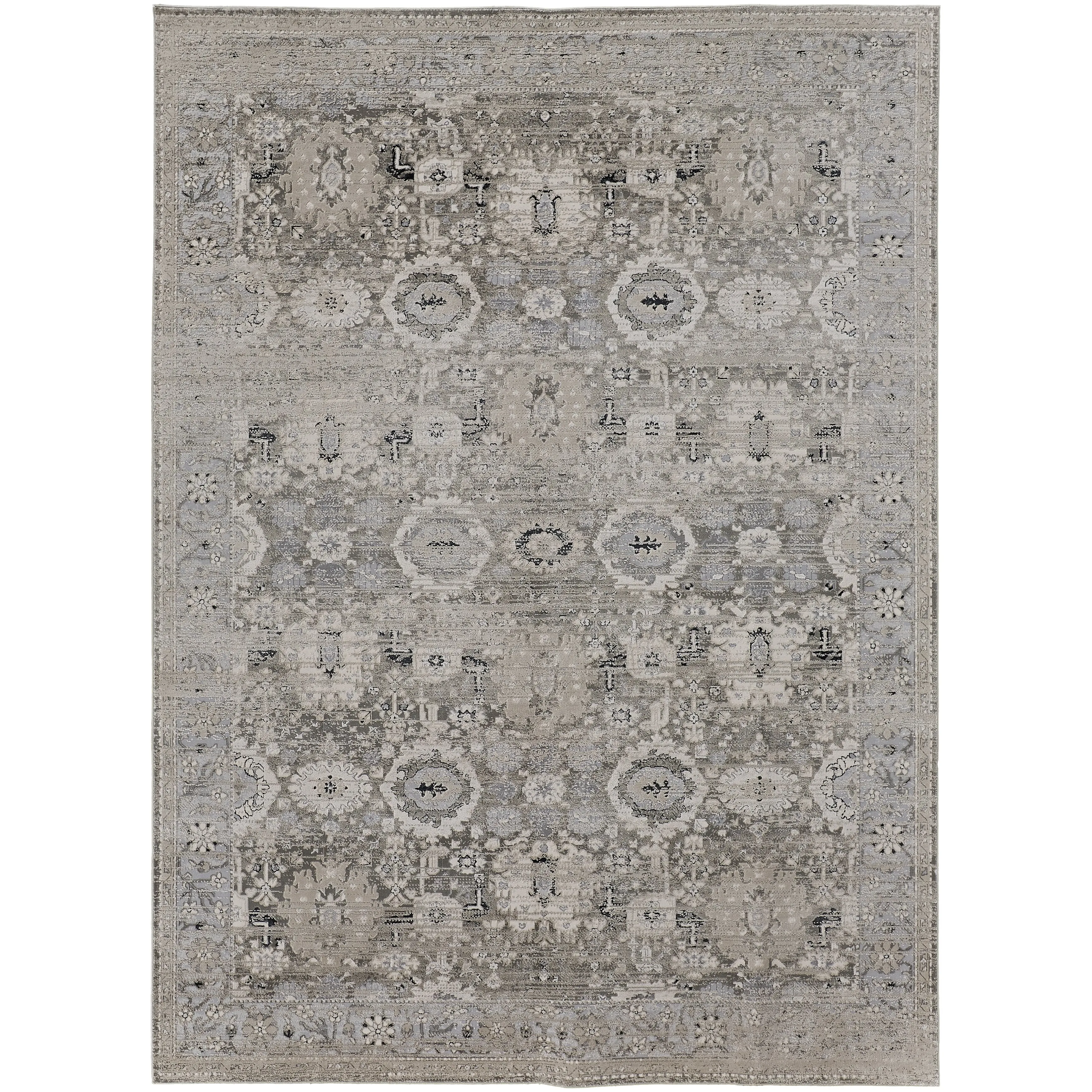 Adana Transitional Metallic Runner. Ivory/Silver Gray