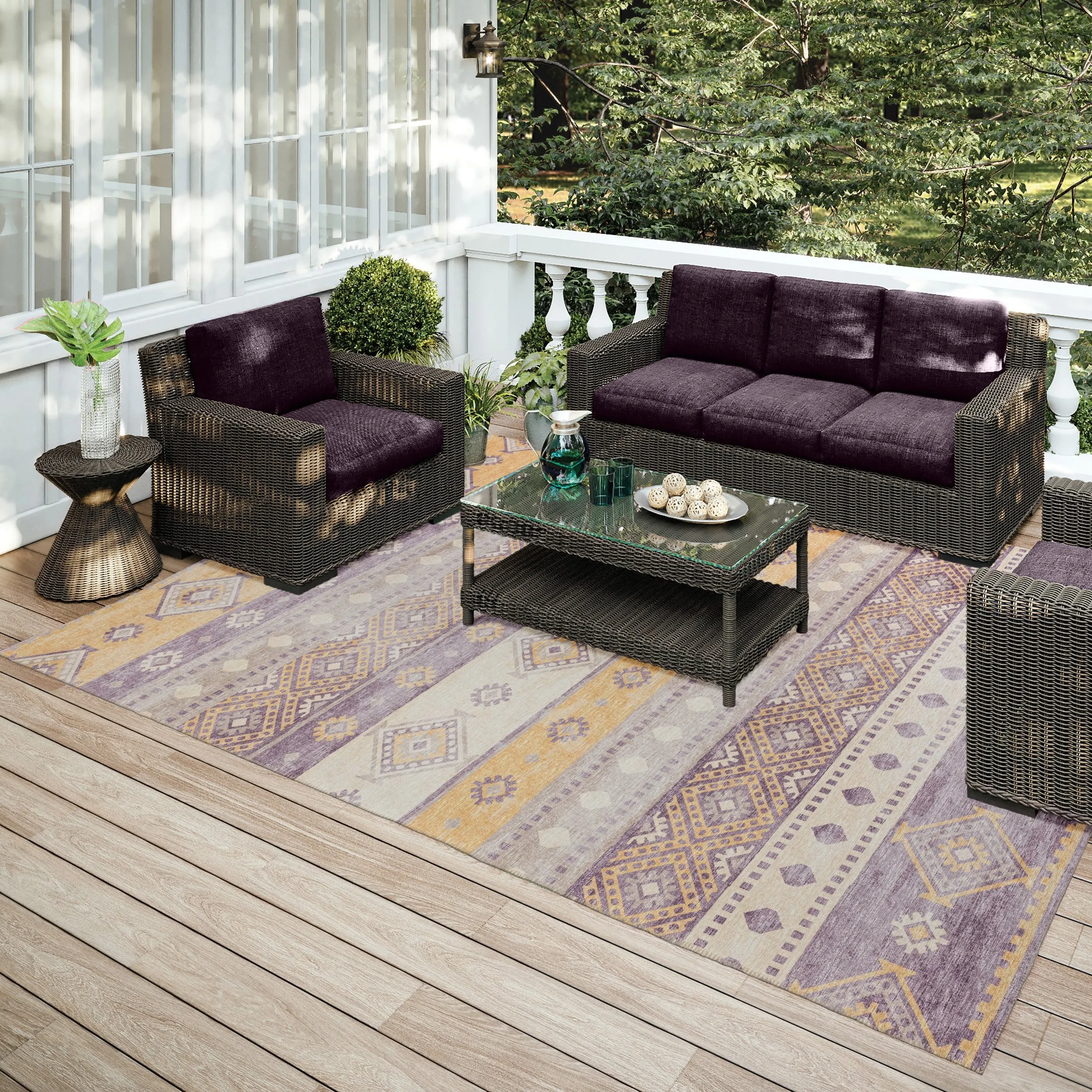 Addison Indoor/ Outdoor Yuma Southwest Boho Washable Rug