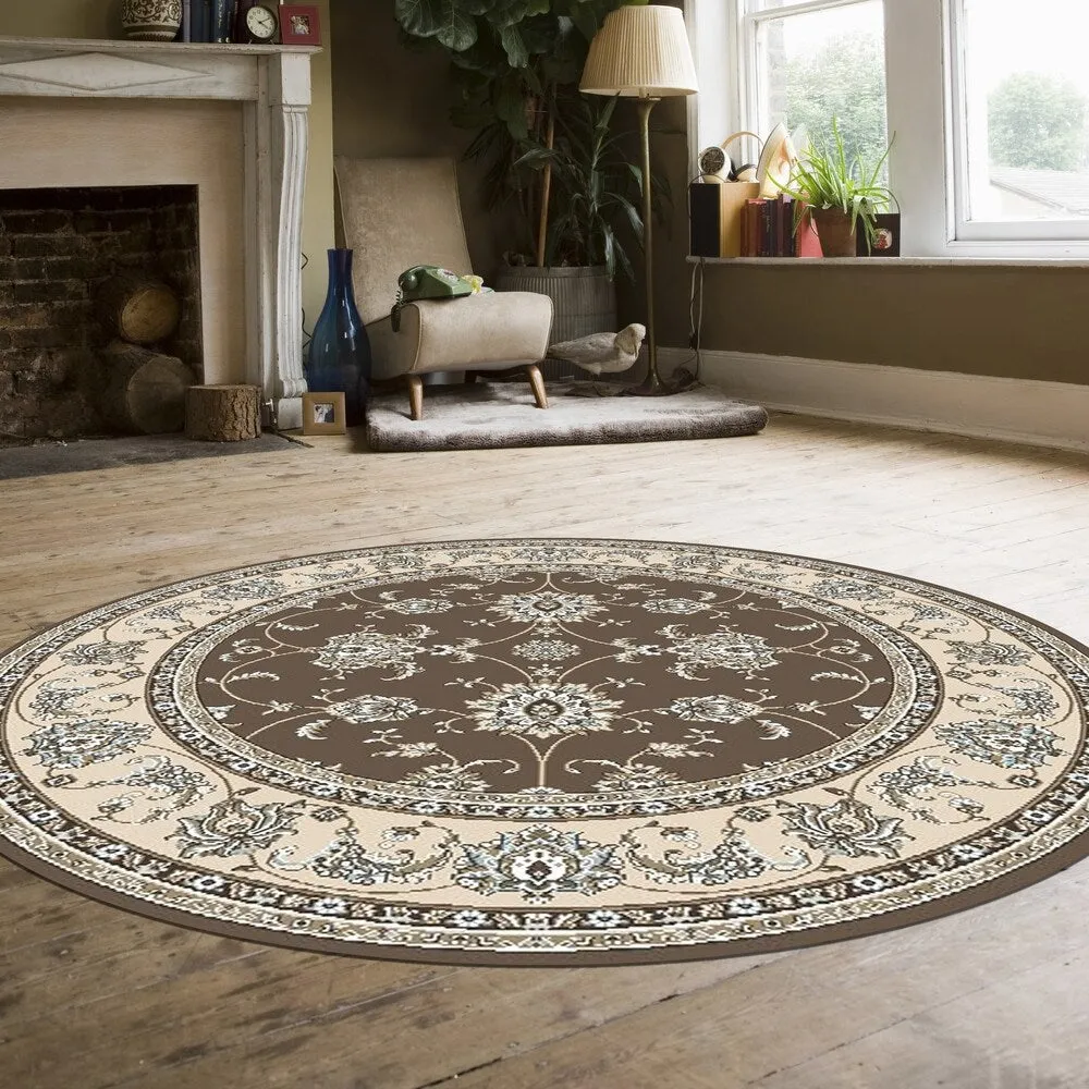 Admire Home Living Plaza Traditional Oriental Floral Scroll Pattern Area Rug
