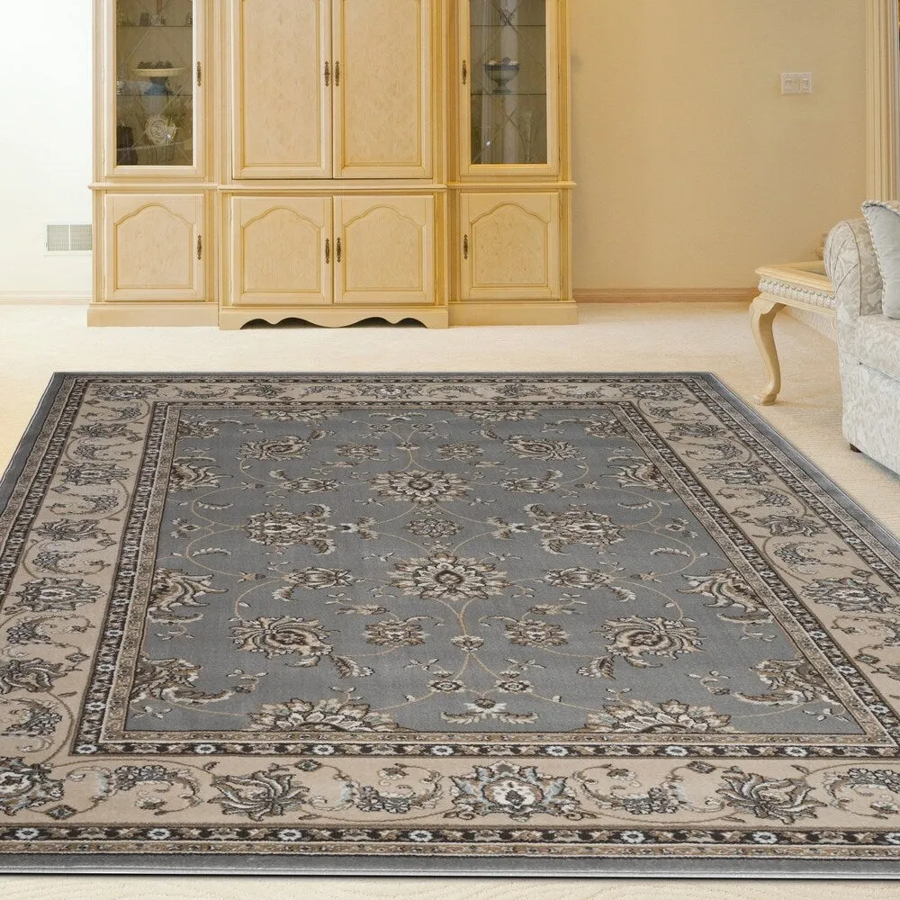 Admire Home Living Plaza Traditional Oriental Floral Scroll Pattern Area Rug