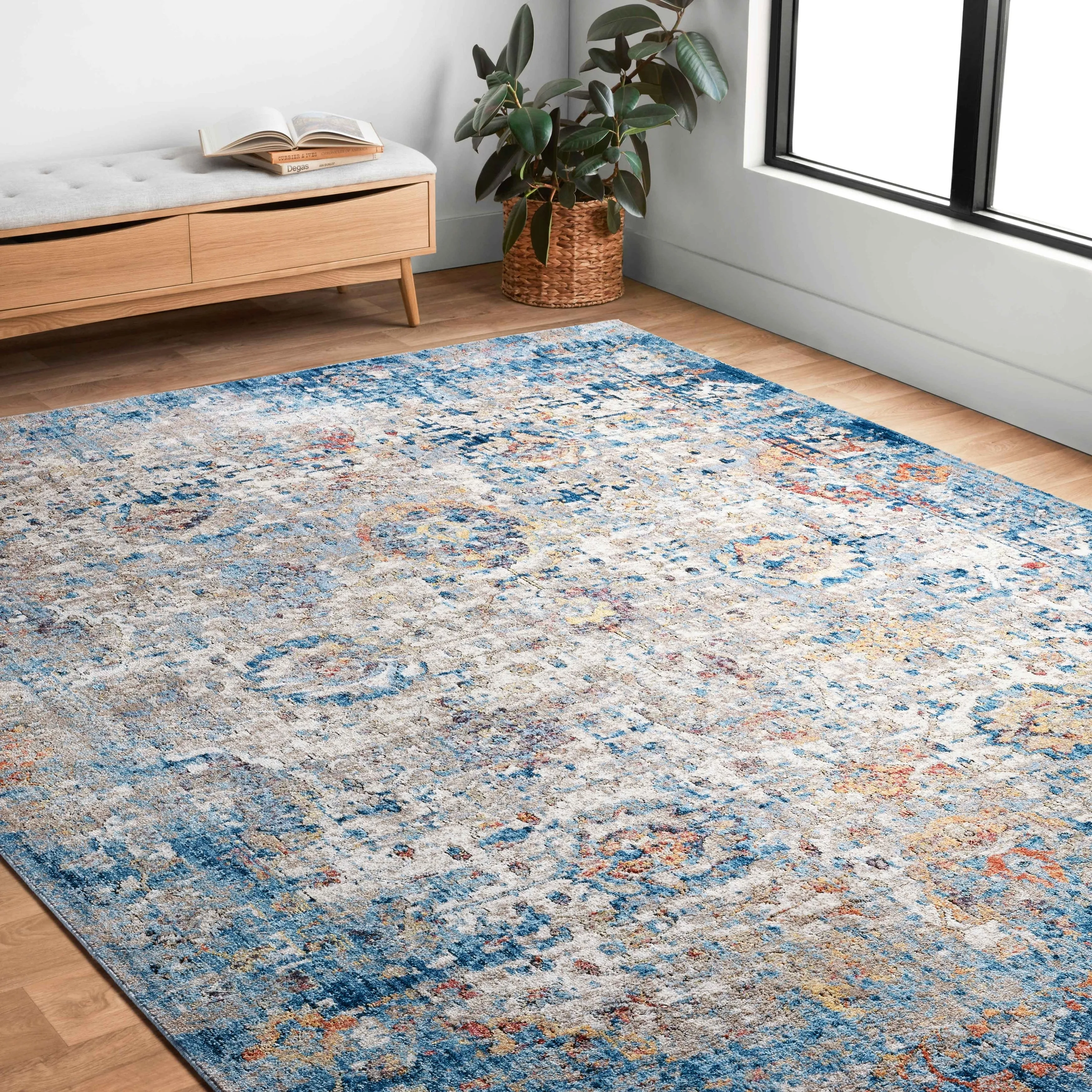 Alexander Home Athens Boho Abstract Ocean Distressed Area Rug
