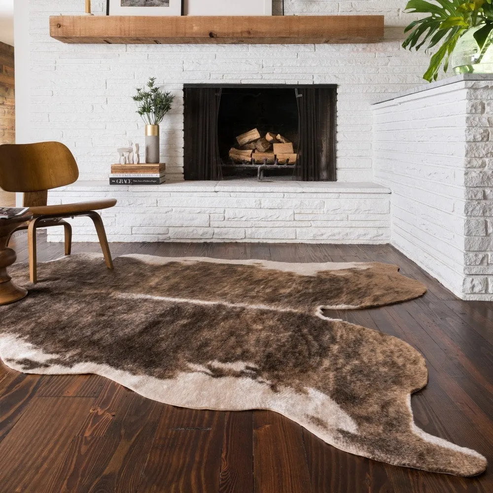 Alexander Home Brown Faux Cowhide Area Rug