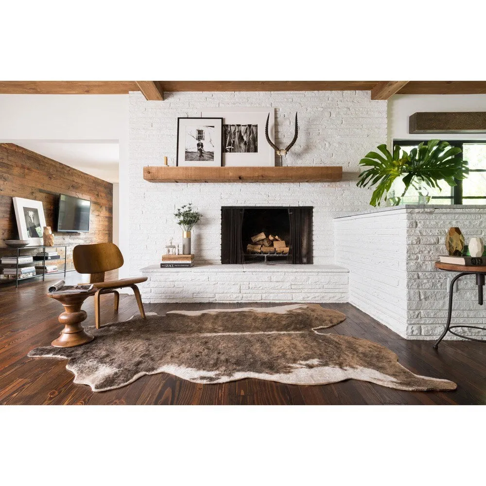 Alexander Home Brown Faux Cowhide Area Rug