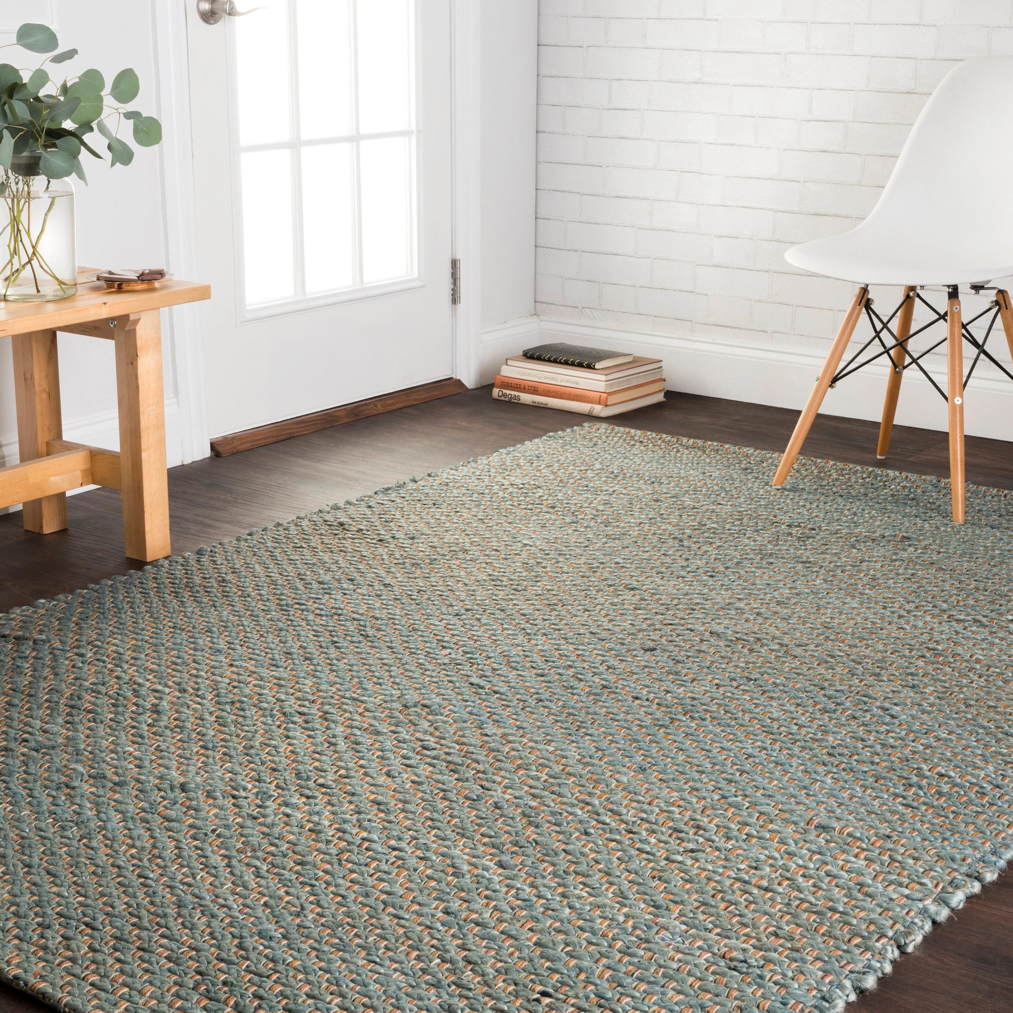 Alexander Home Farmhouse Jute and Leather Handwoven Area Rug
