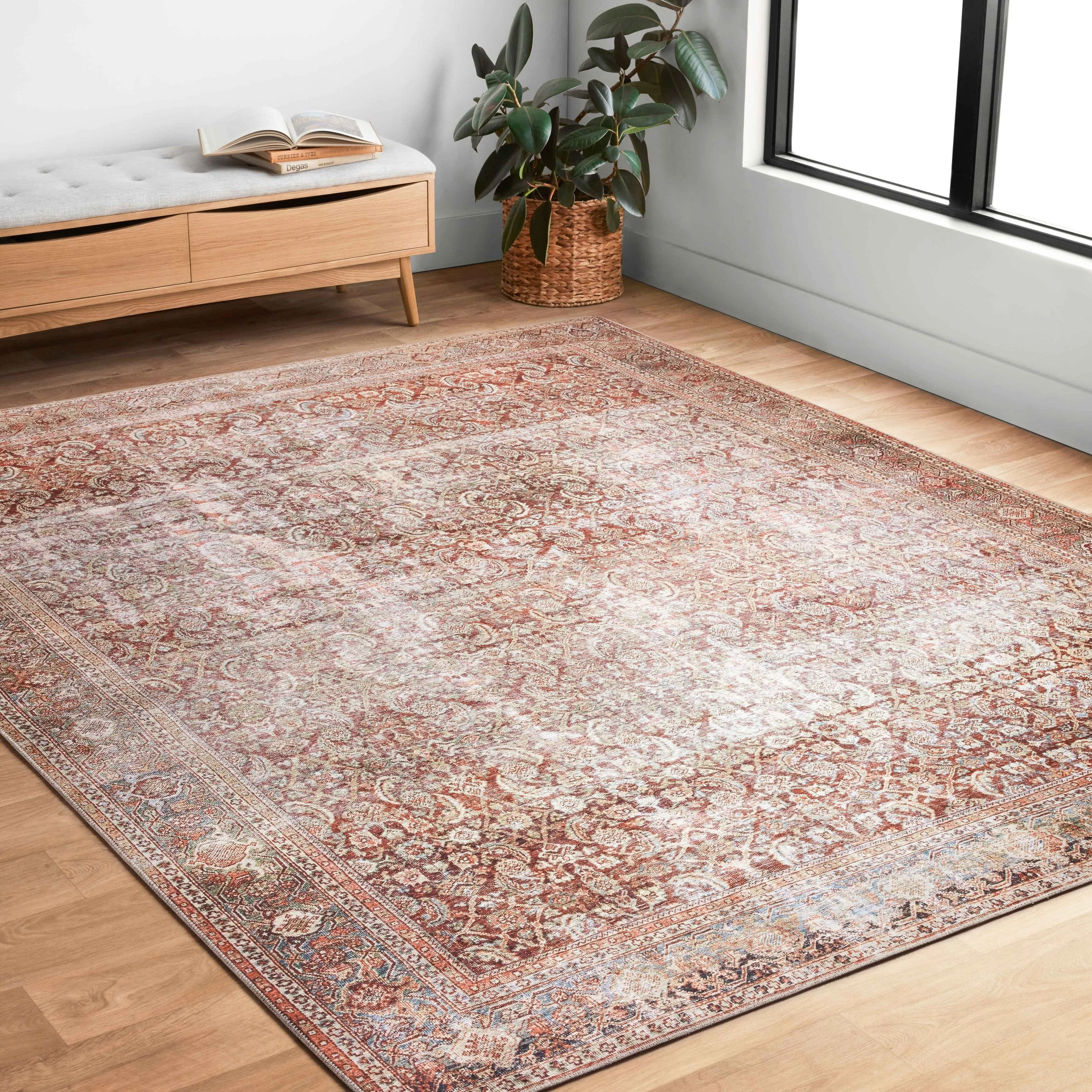 Alexander Home Isabelle Boho Vintage Distressed Printed Area Rug