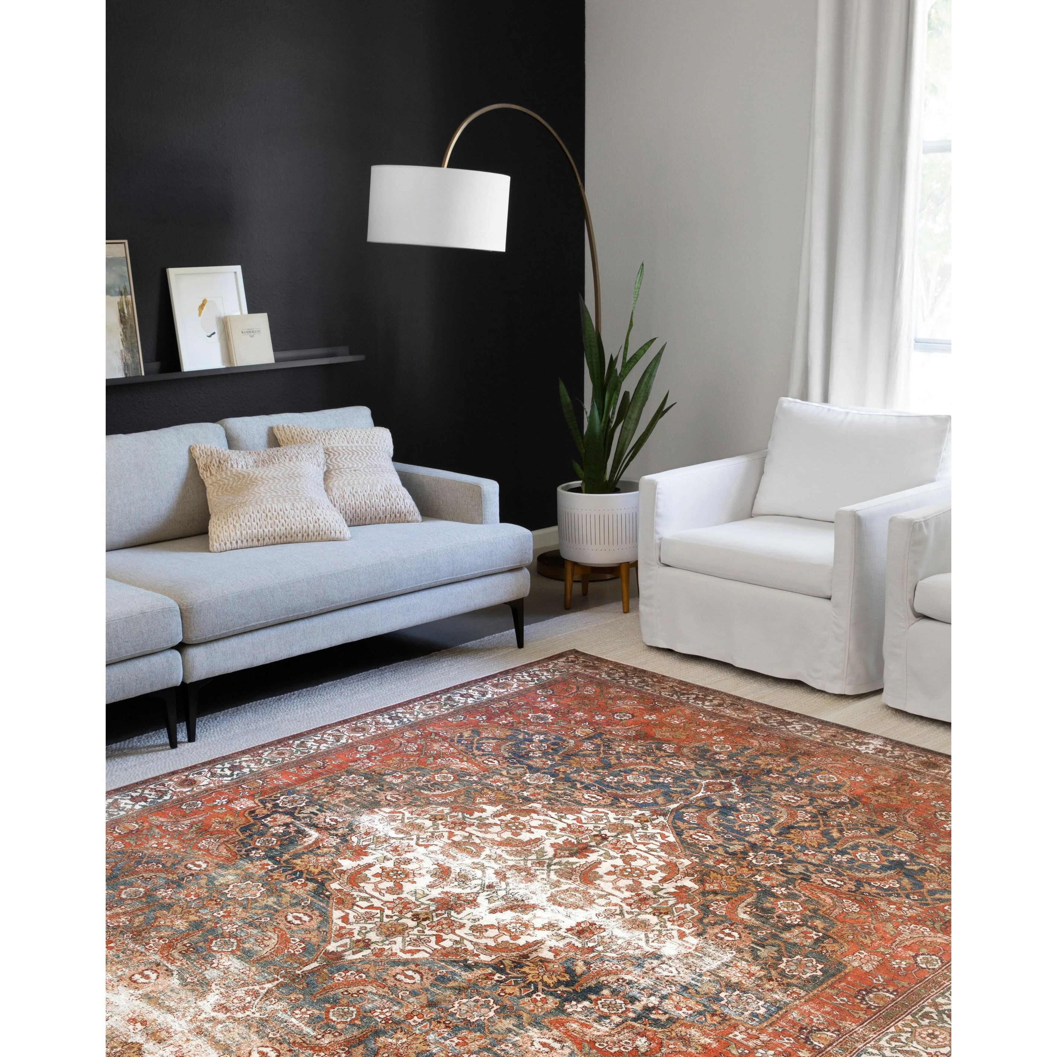 Alexander Home Isabelle Traditional Vintage Border Printed Area Rug