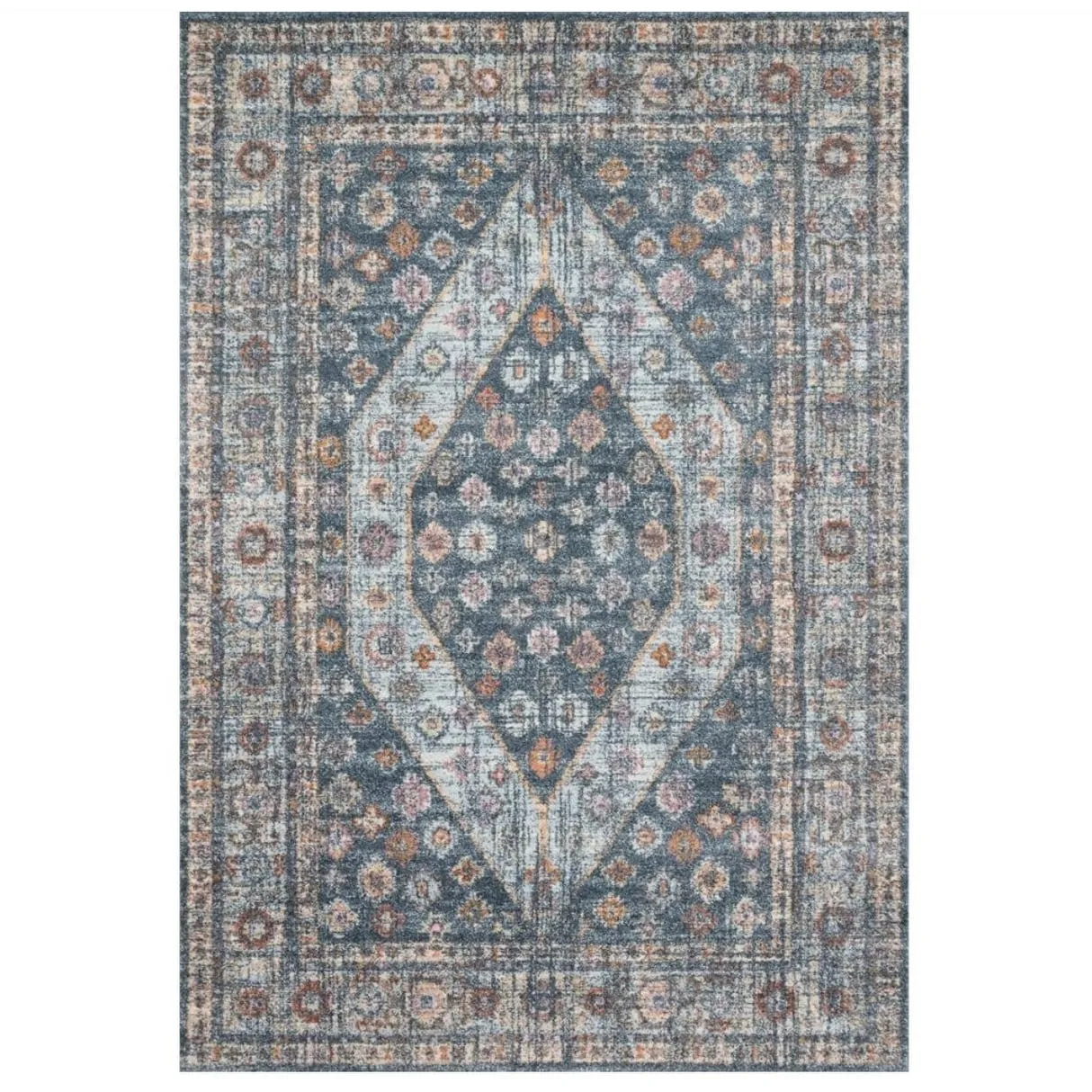 Alexander Home Jennifer Collection Bohemian Diamond Distressed Area Rug