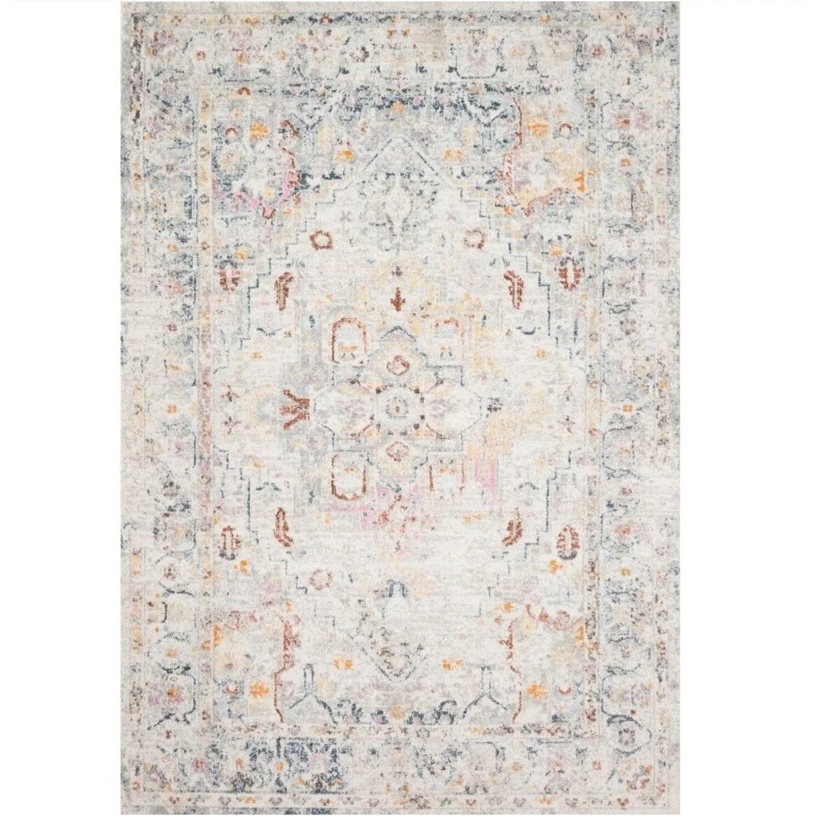 Alexander Home Jennifer Distressed Light Grey Oriental Area Rug