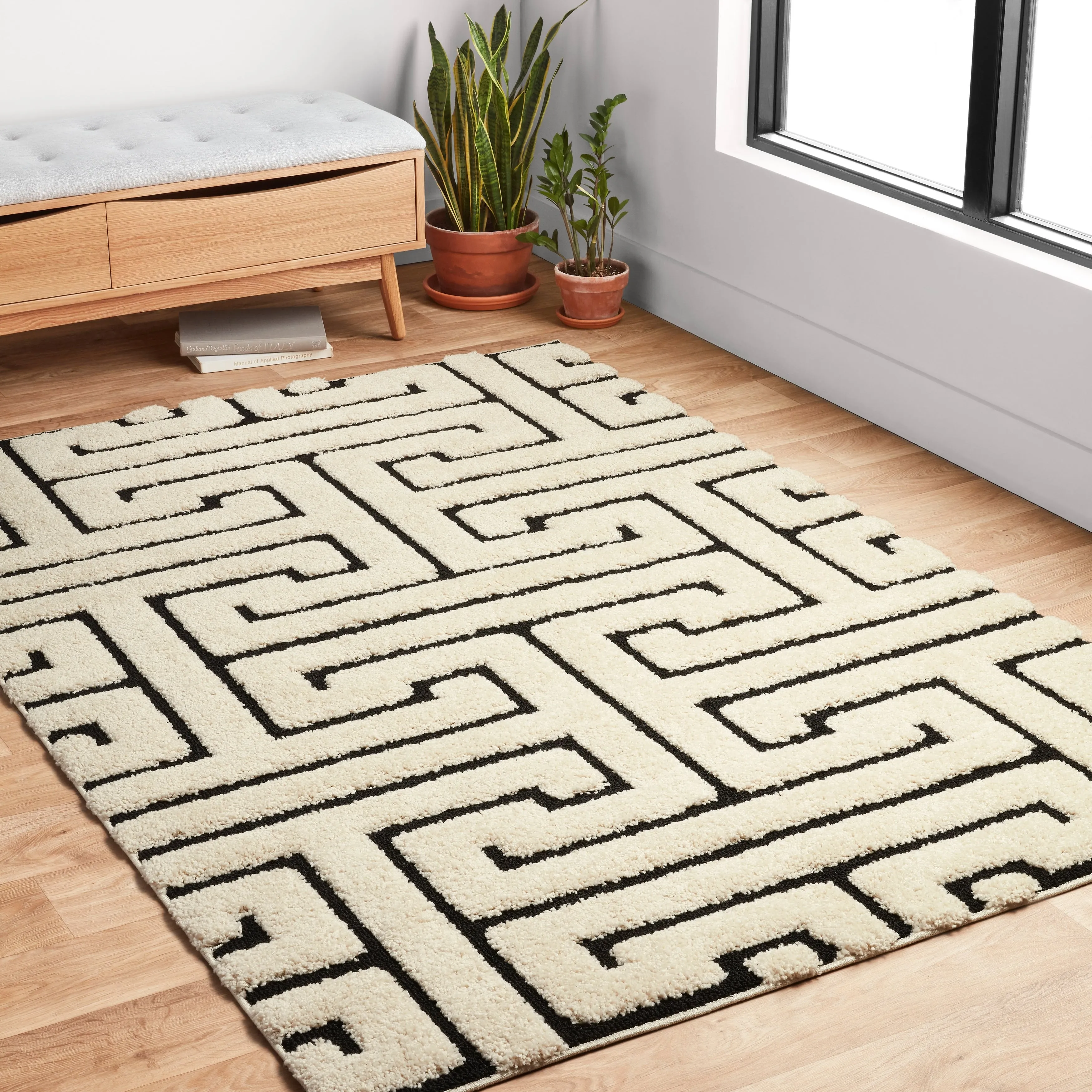Alexander Home Julian Modern Greek-Key Shag Area Rug