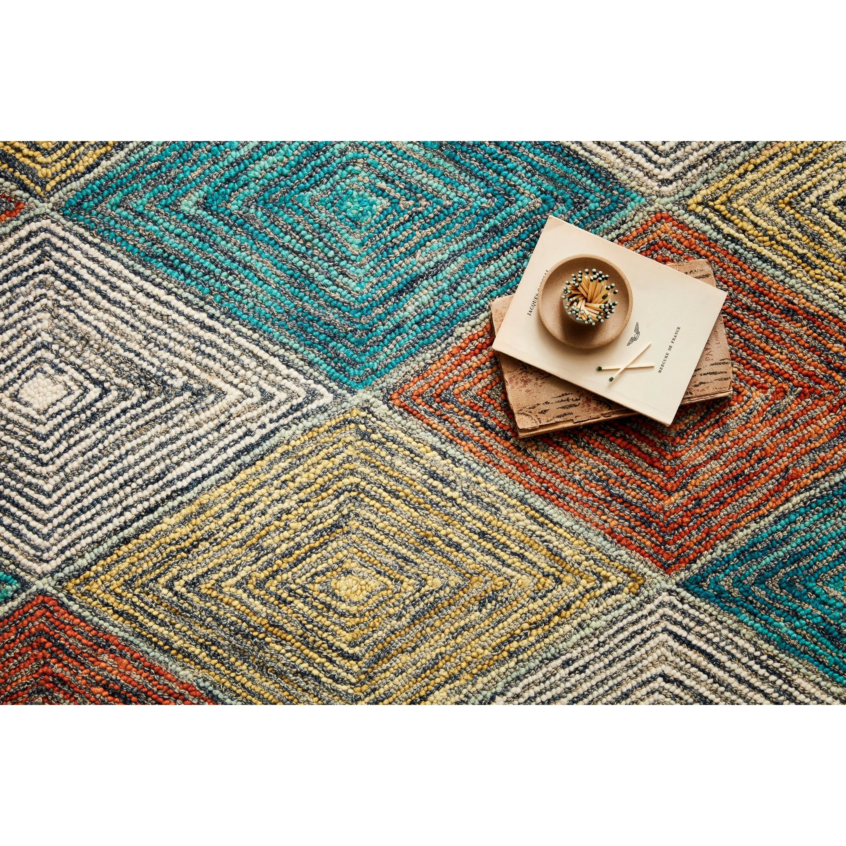 Alexander Home Kaleidoscope Diamond Hand-Hooked Wool Rug