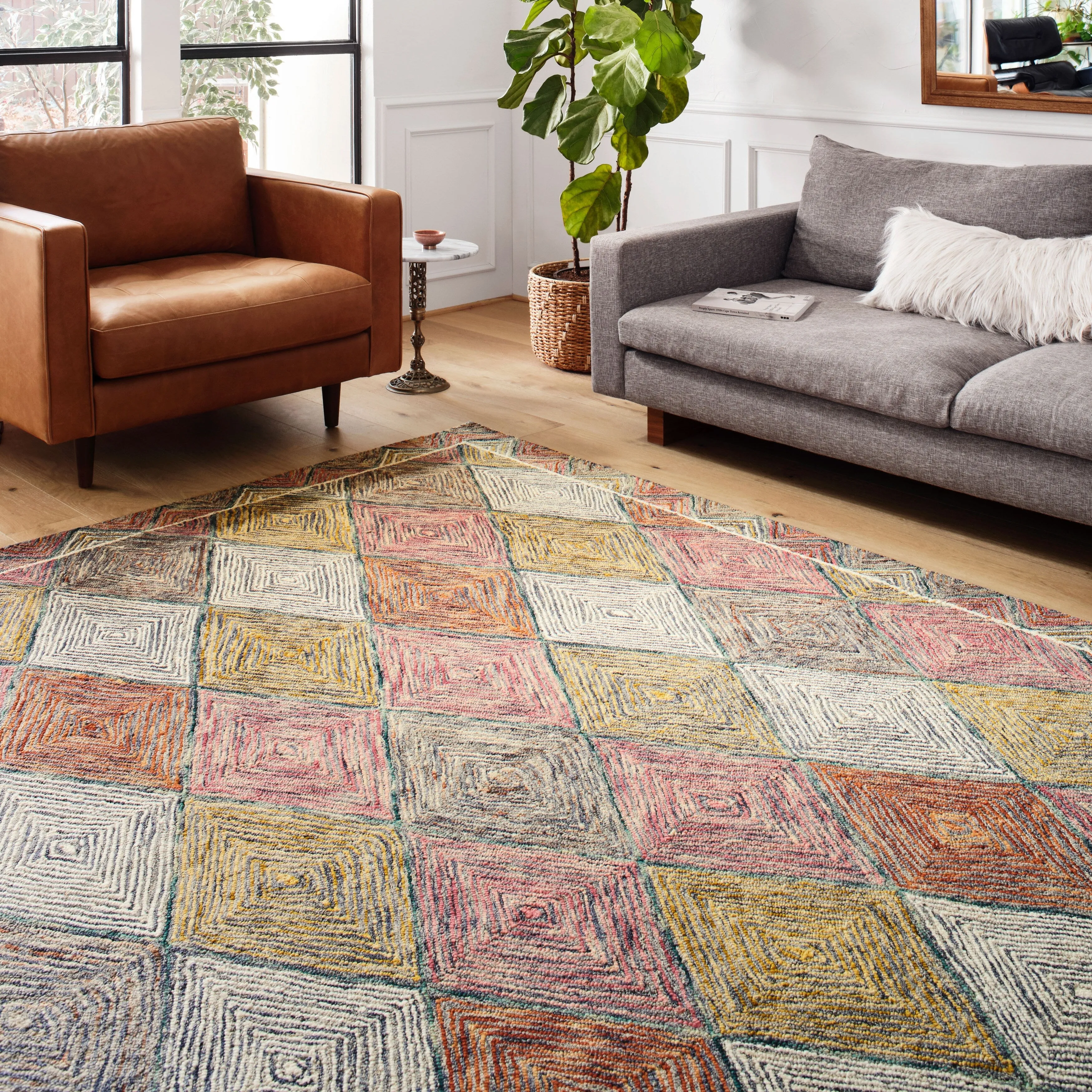 Alexander Home Kaleidoscope Diamond Hand-Hooked Wool Rug