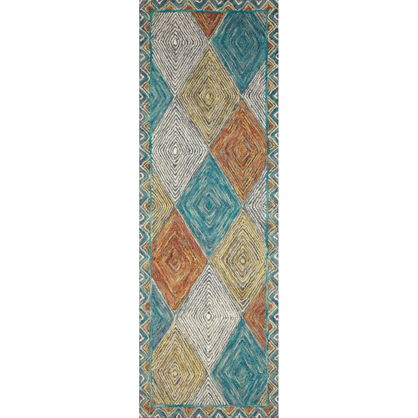 Alexander Home Kaleidoscope Diamond Hand-Hooked Wool Rug
