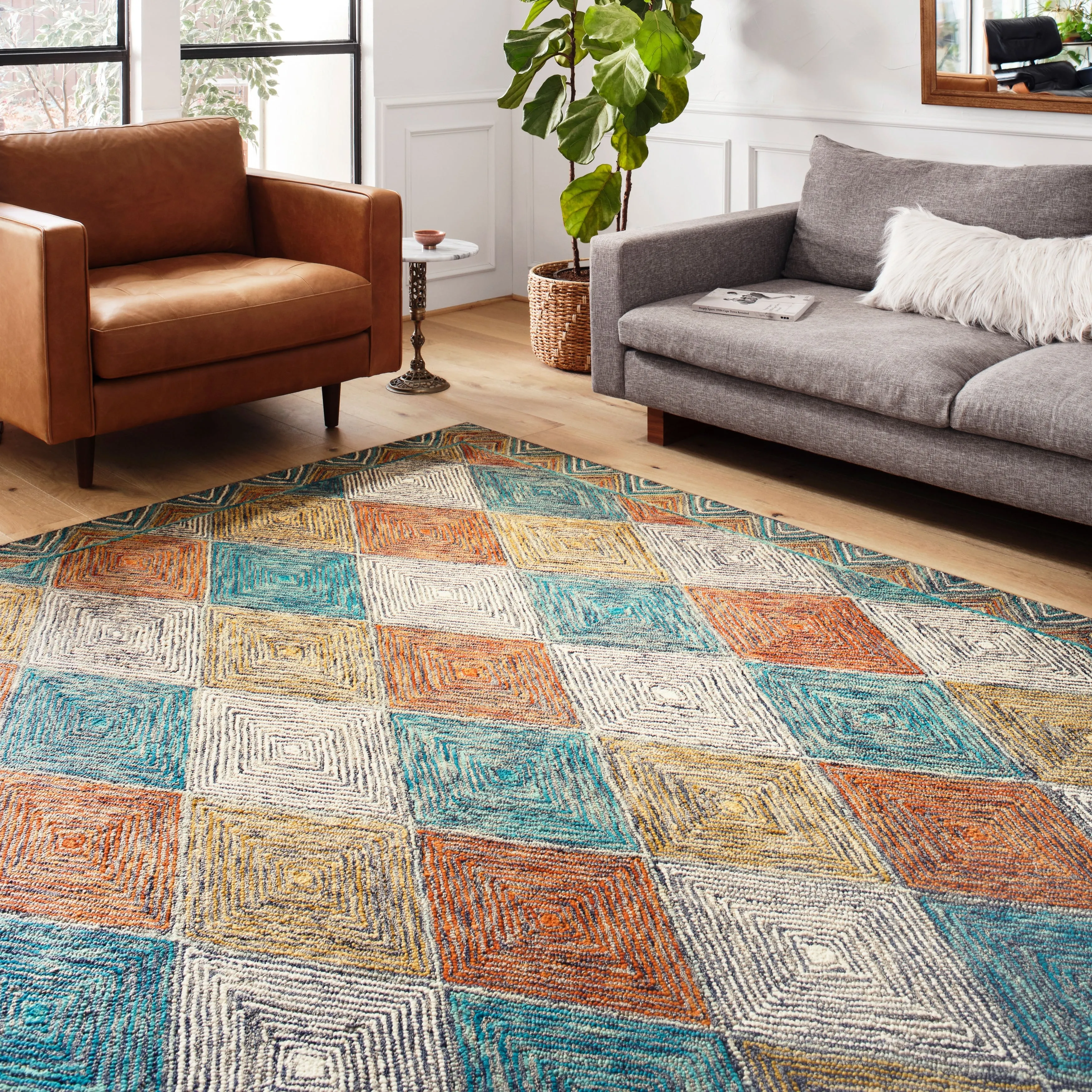 Alexander Home Kaleidoscope Diamond Hand-Hooked Wool Rug