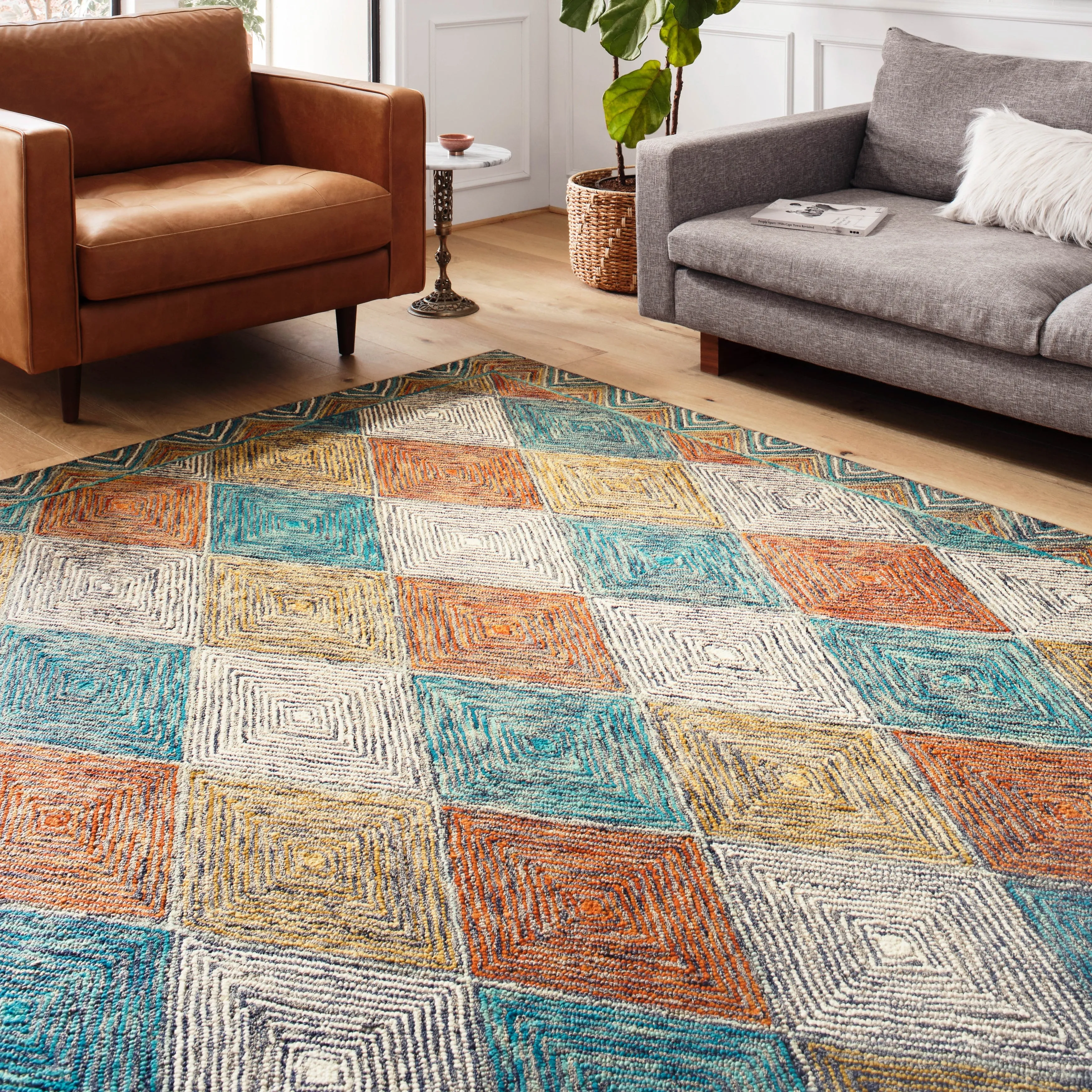 Alexander Home Kaleidoscope Diamond Hand-Hooked Wool Rug