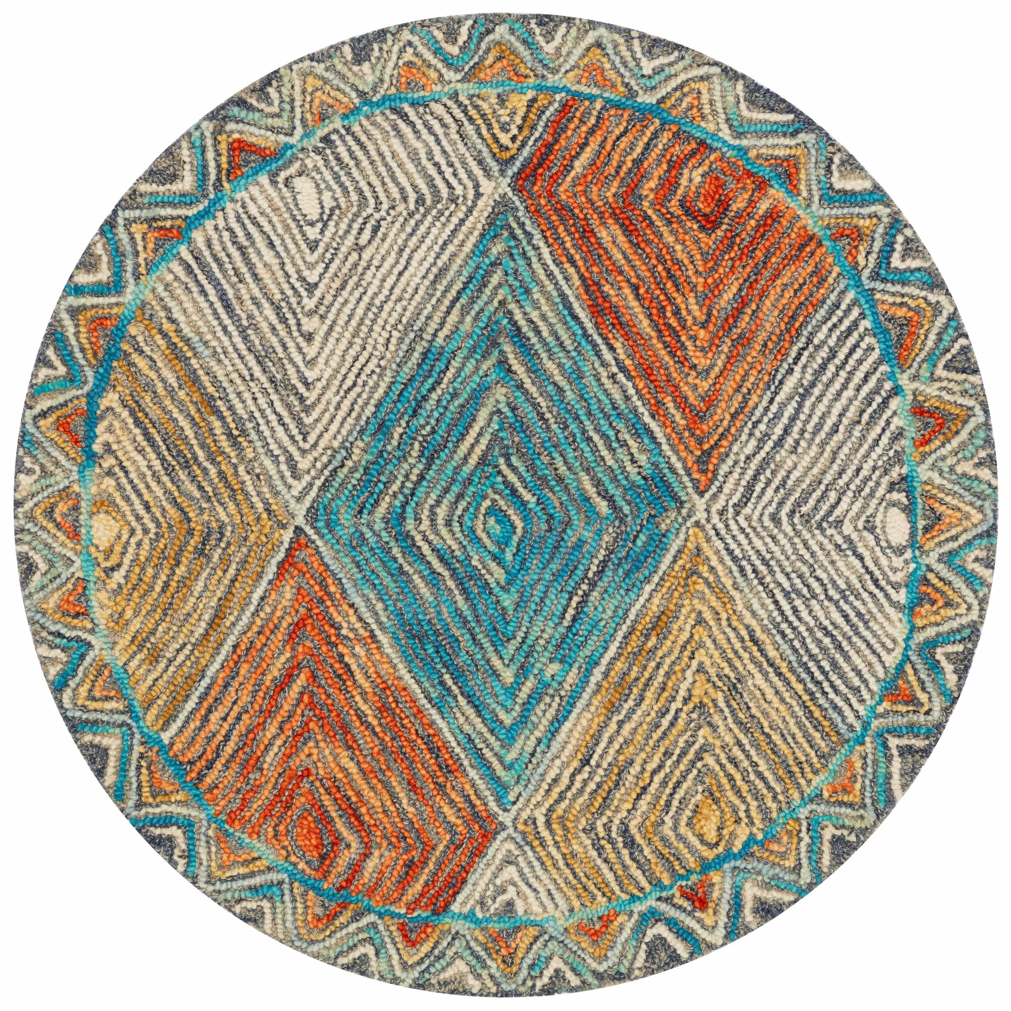 Alexander Home Kaleidoscope Diamond Hand-Hooked Wool Rug