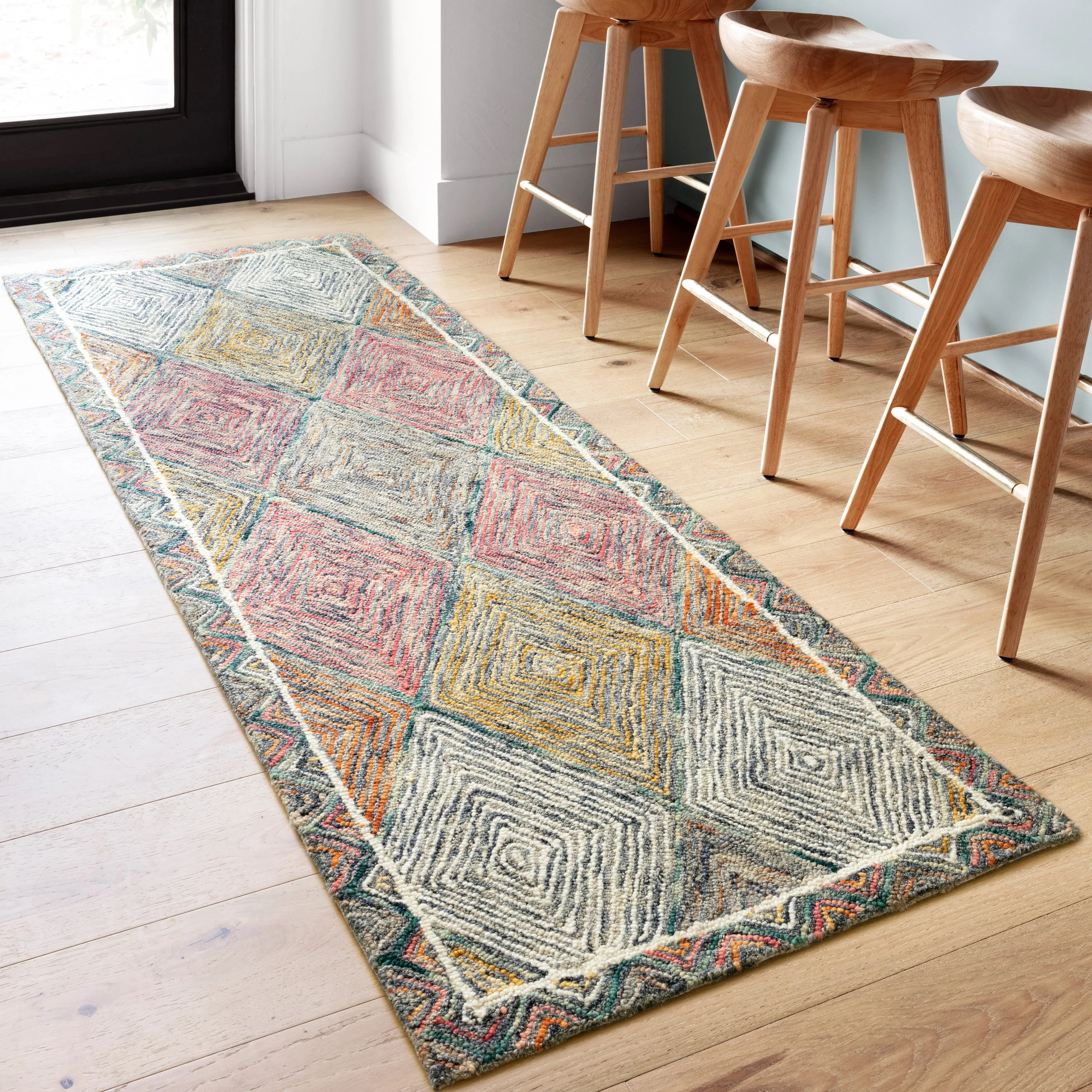 Alexander Home Kaleidoscope Diamond Hand-Hooked Wool Rug