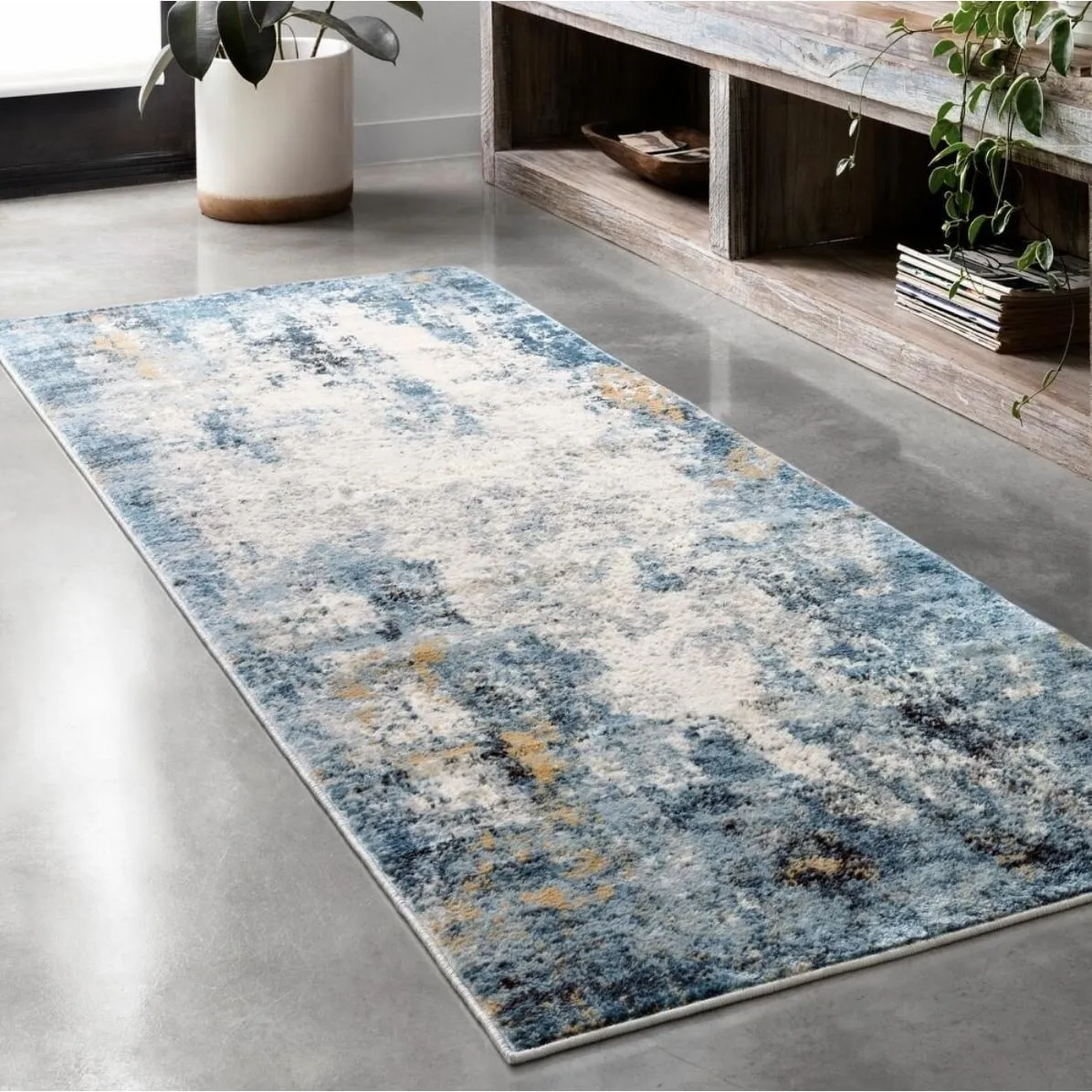 Alexander Home Keara Abstract Water Color Distressed Contemporary Rug