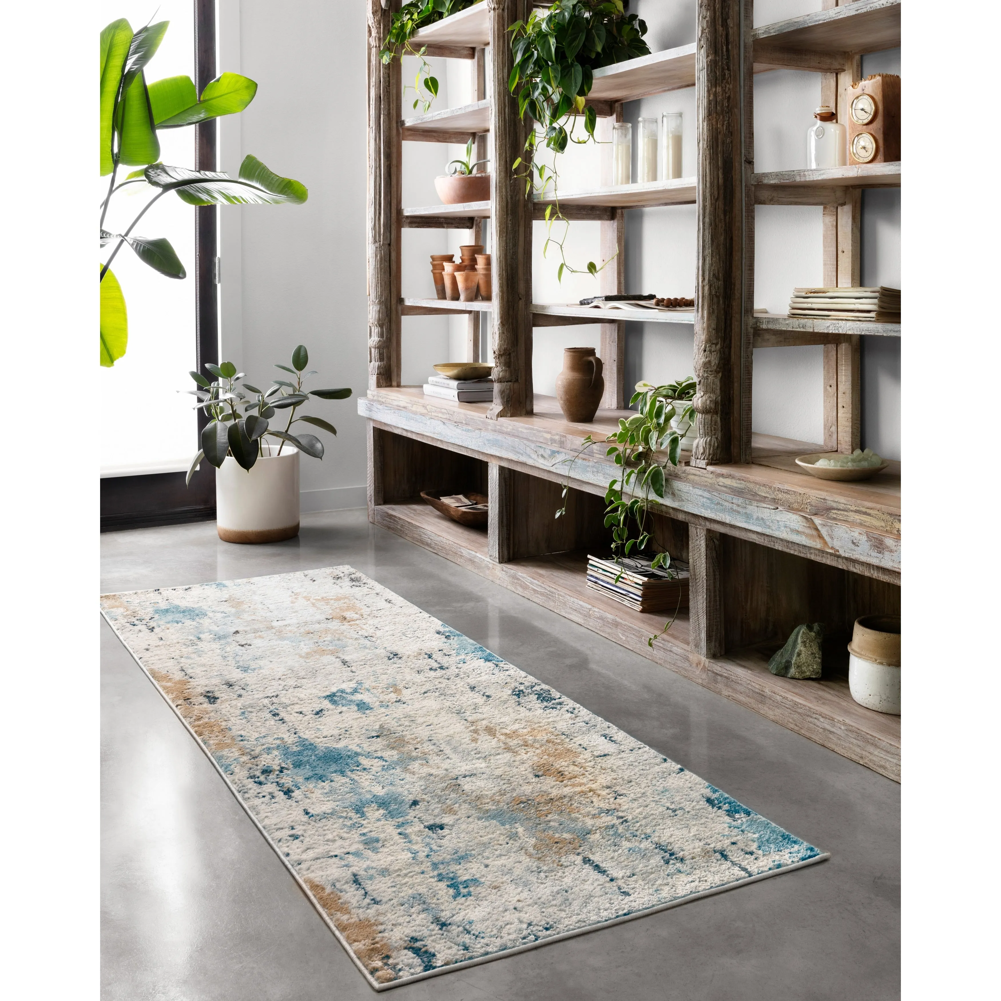 Alexander Home Keara Brushstroke Abstract Distressed Contemporary Rug