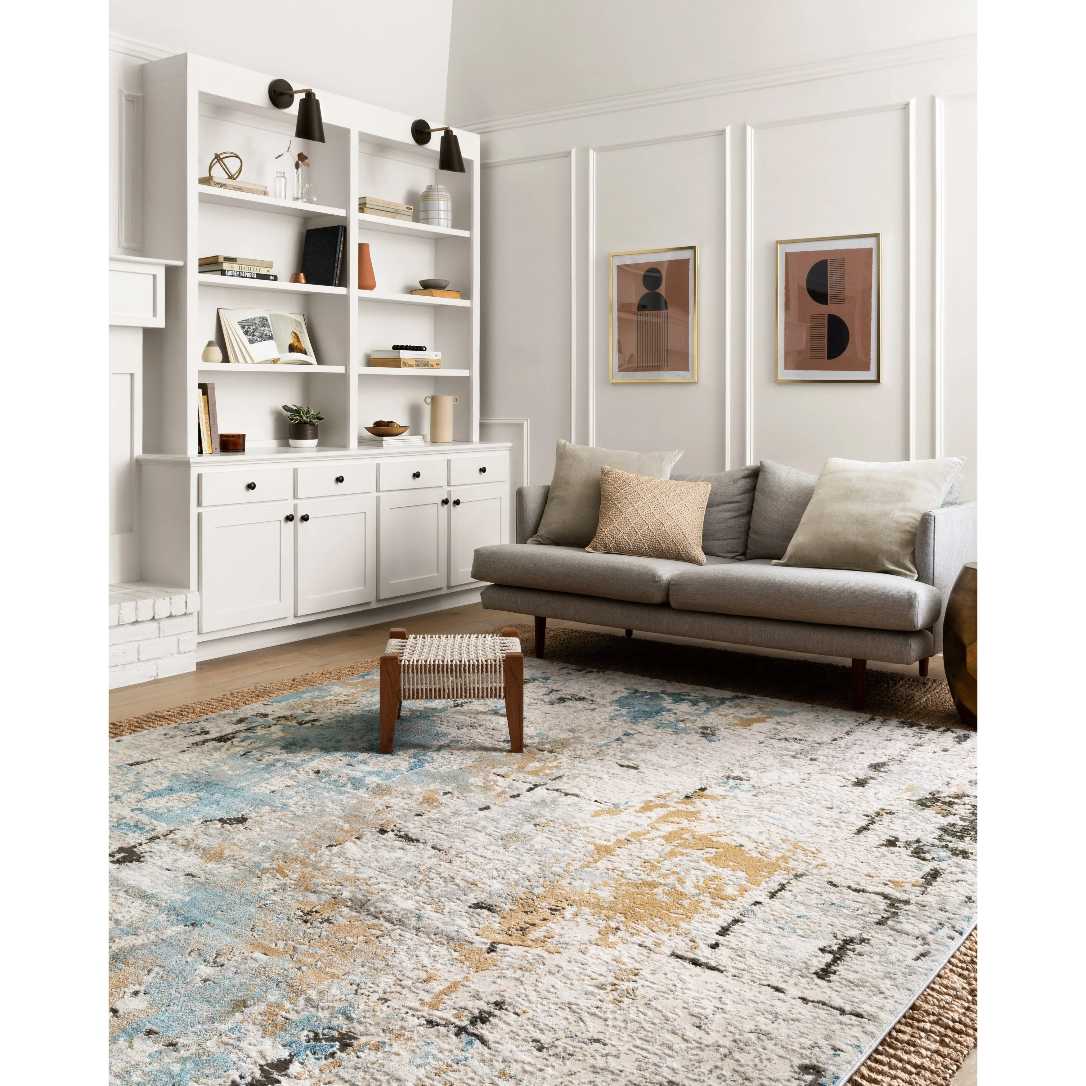 Alexander Home Keara Brushstroke Abstract Distressed Contemporary Rug