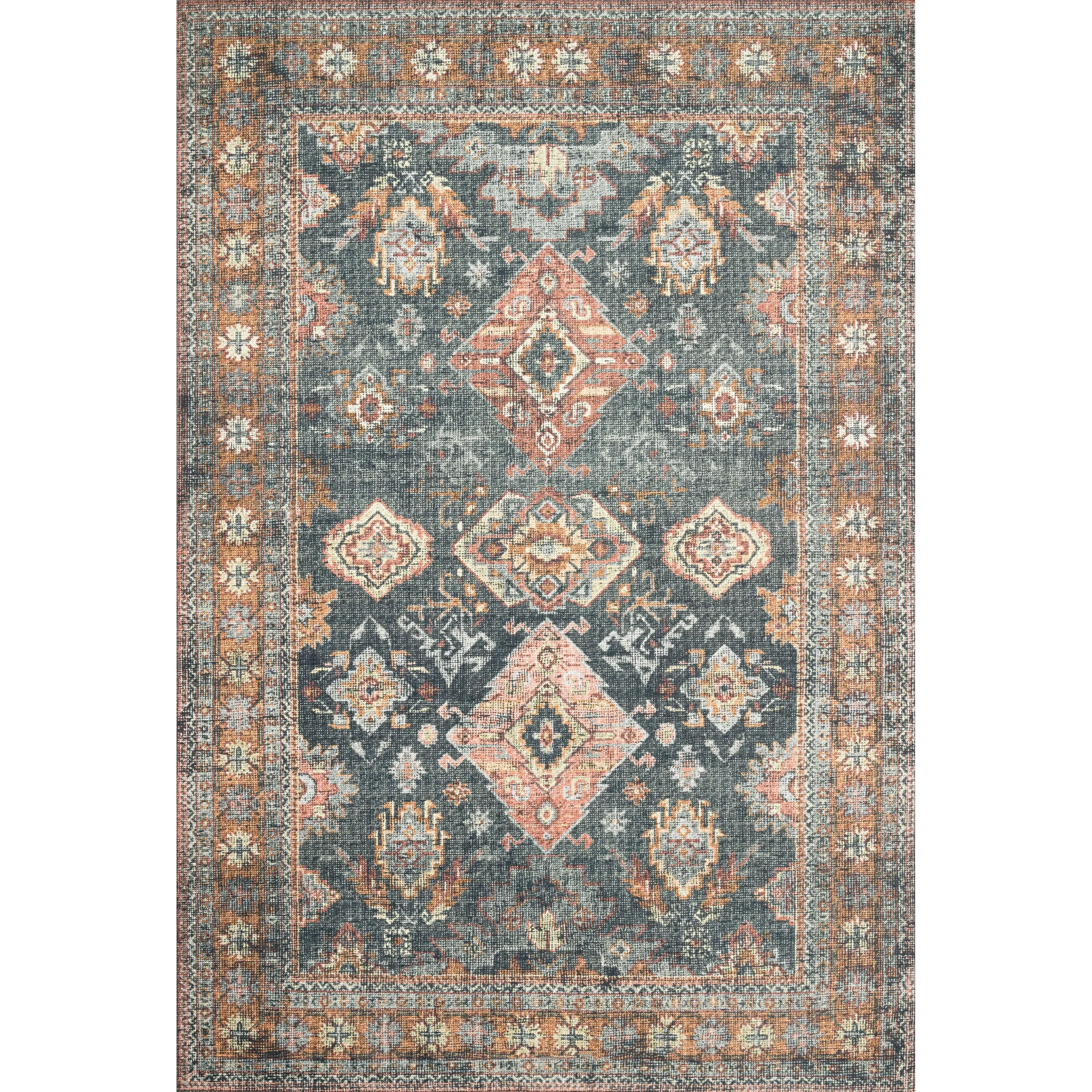 Alexander Home Leanne Traditional Distressed Printed Area Rug