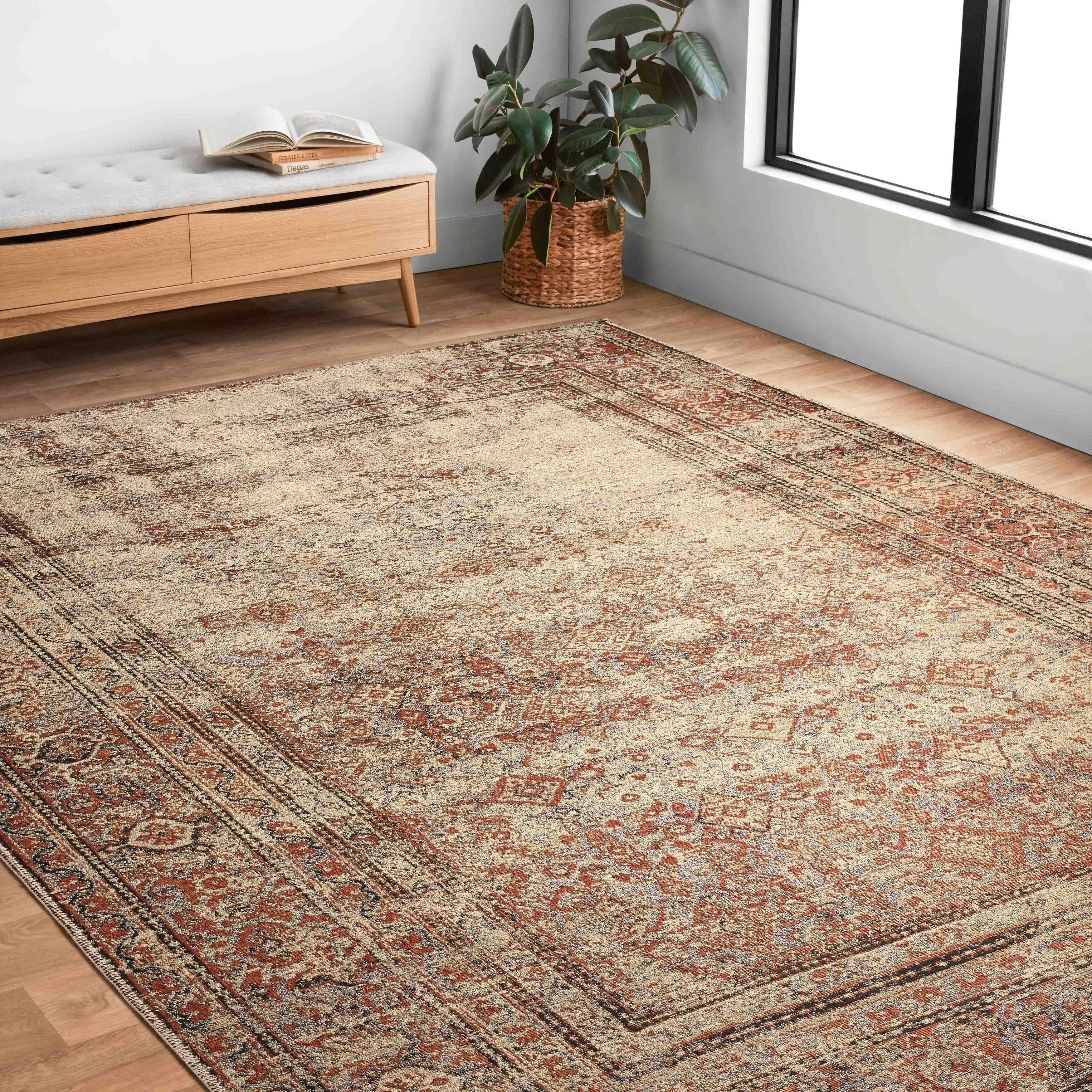 Alexander Home Luciano Distressed Brick Oriental Indoor/ Outdoor Rug