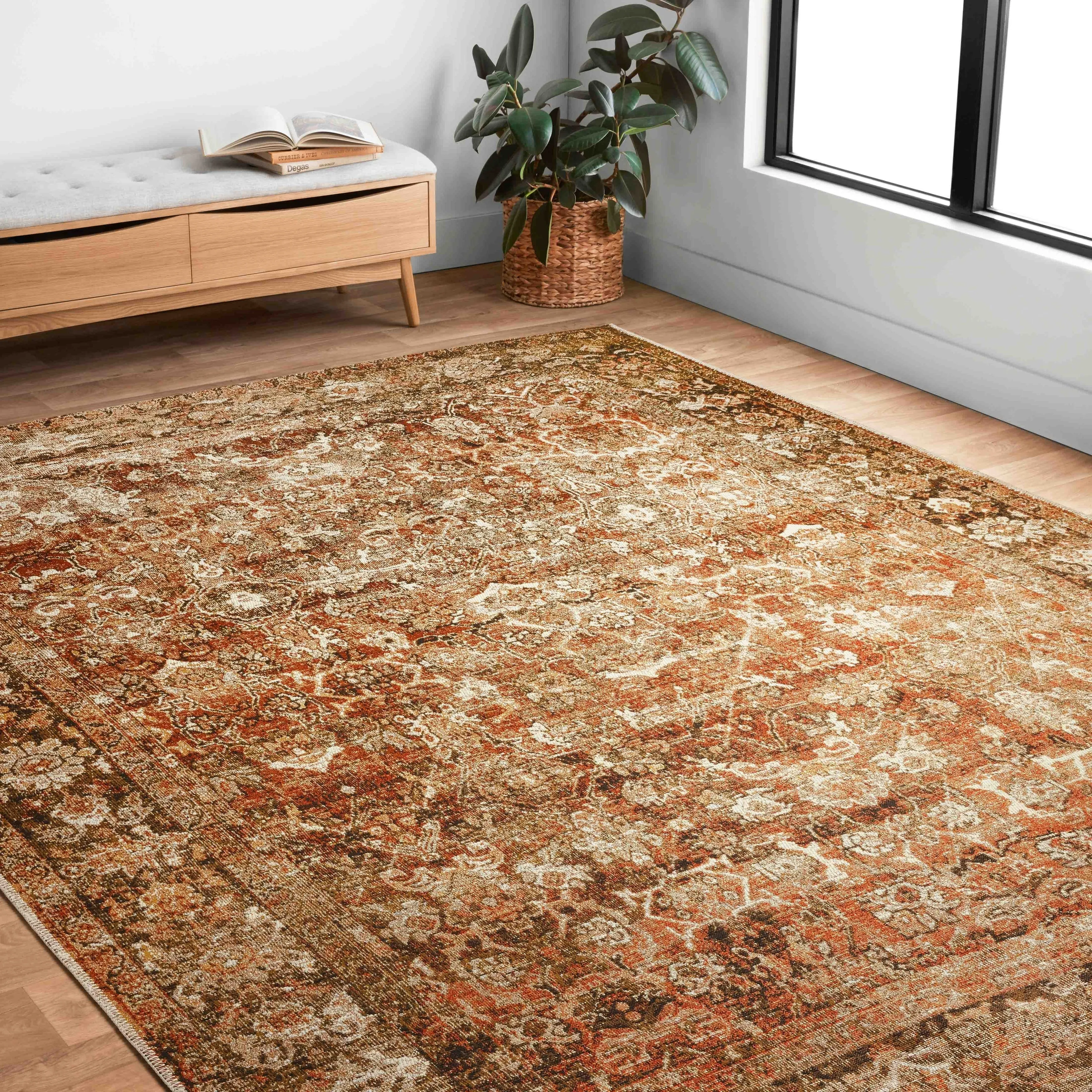 Alexander Home Luciano Rust/ Tobacco Oriental Indoor/ Outdoor Distressed Rug