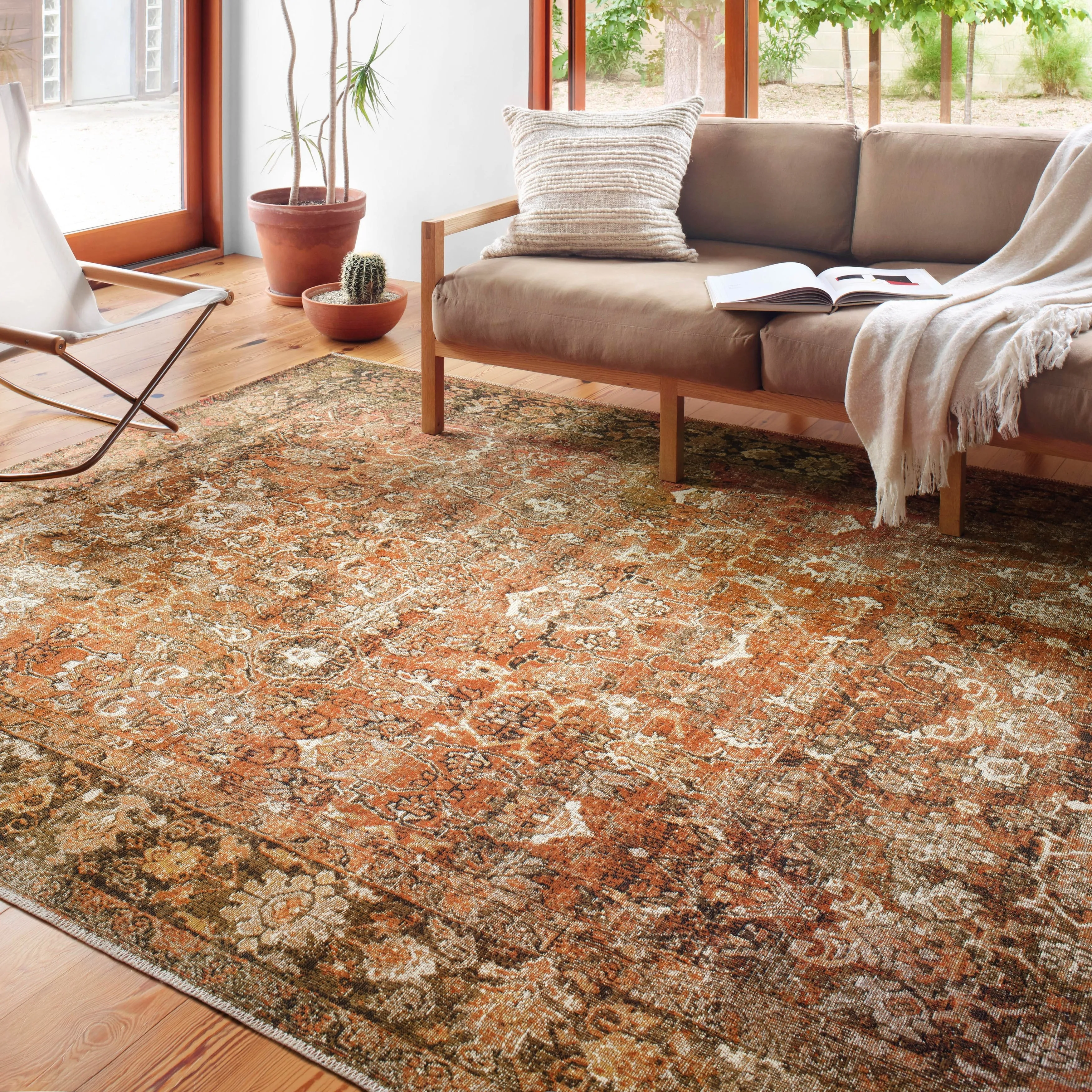 Alexander Home Luciano Rust/ Tobacco Oriental Indoor/ Outdoor Distressed Rug