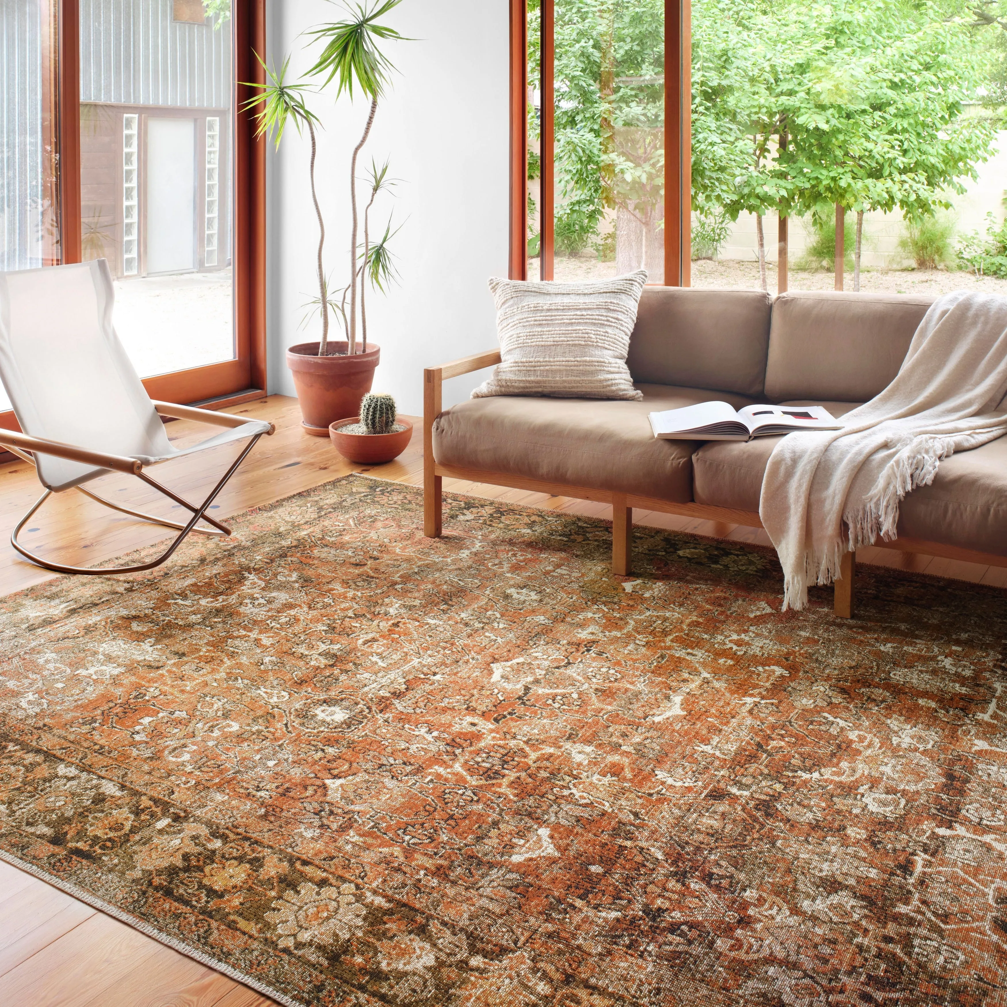 Alexander Home Luciano Rust/ Tobacco Oriental Indoor/ Outdoor Distressed Rug