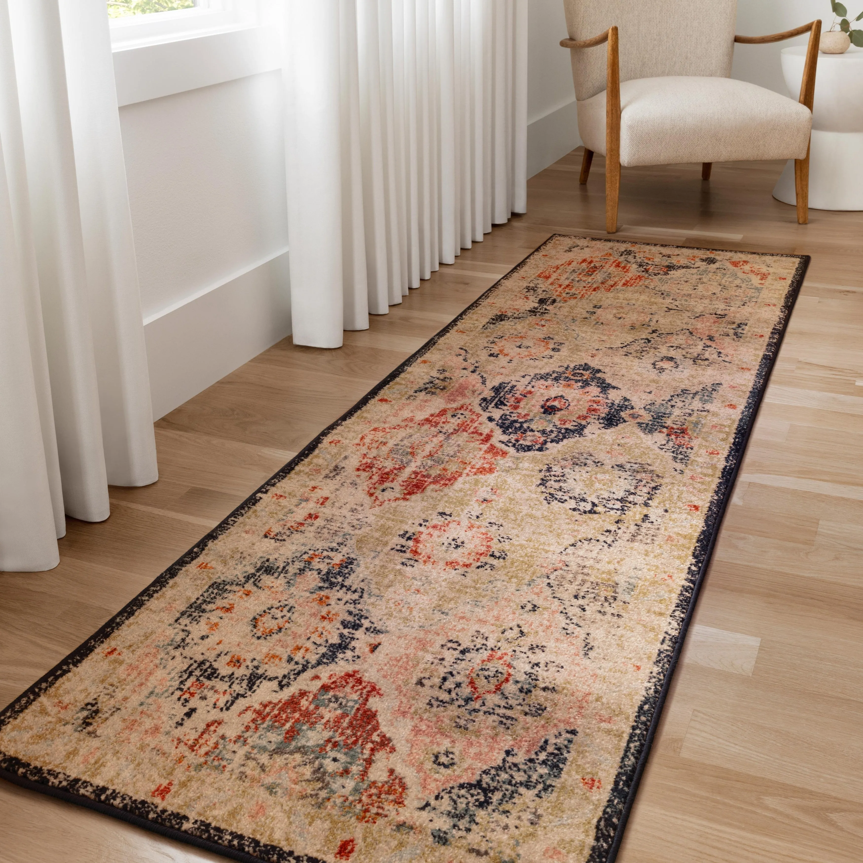 Alexander Home Luxe Antiqued-Motif Distressed Area Rug