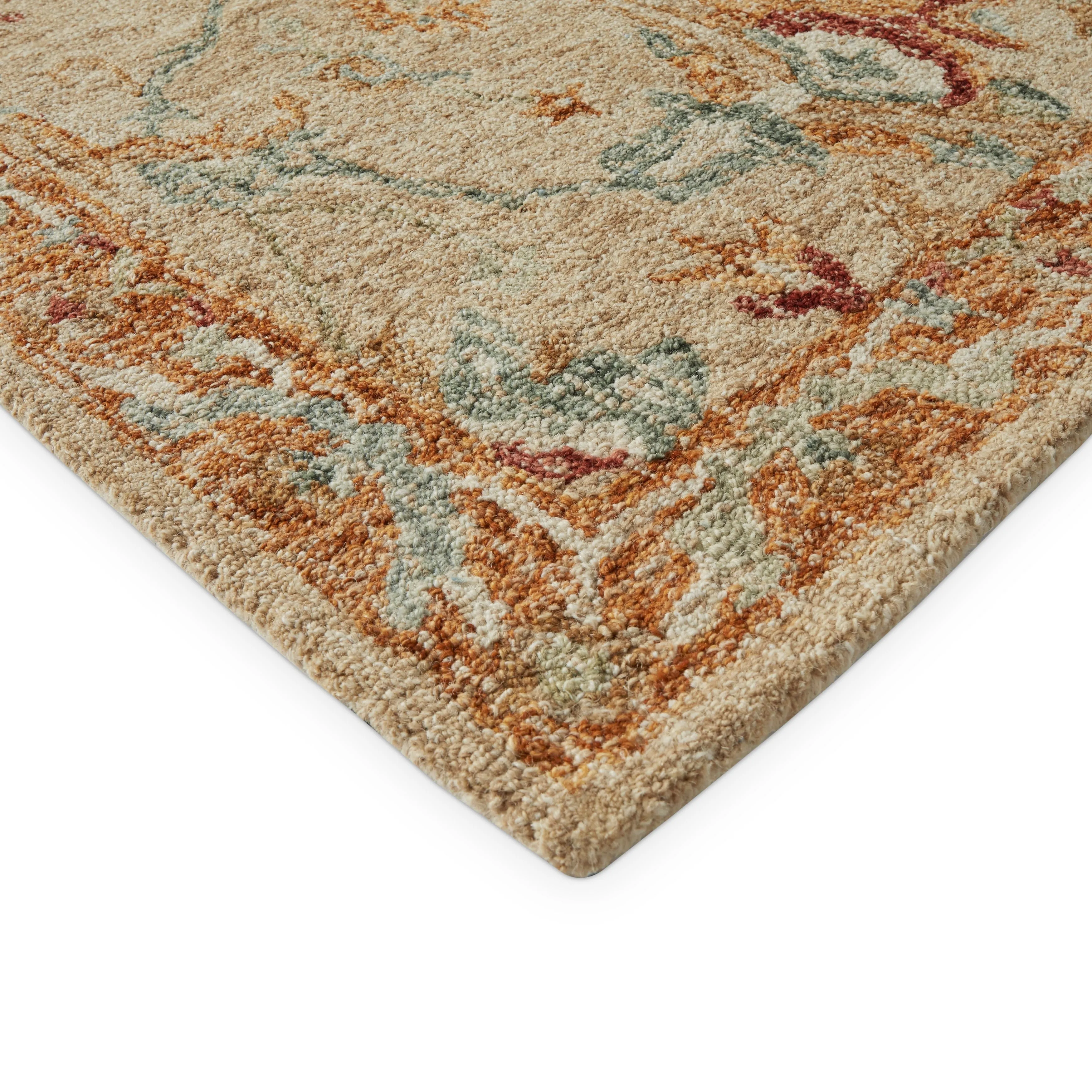 Alexander Home Transitional Floral Mosaic Hand-Hooked 100% Wool Rug