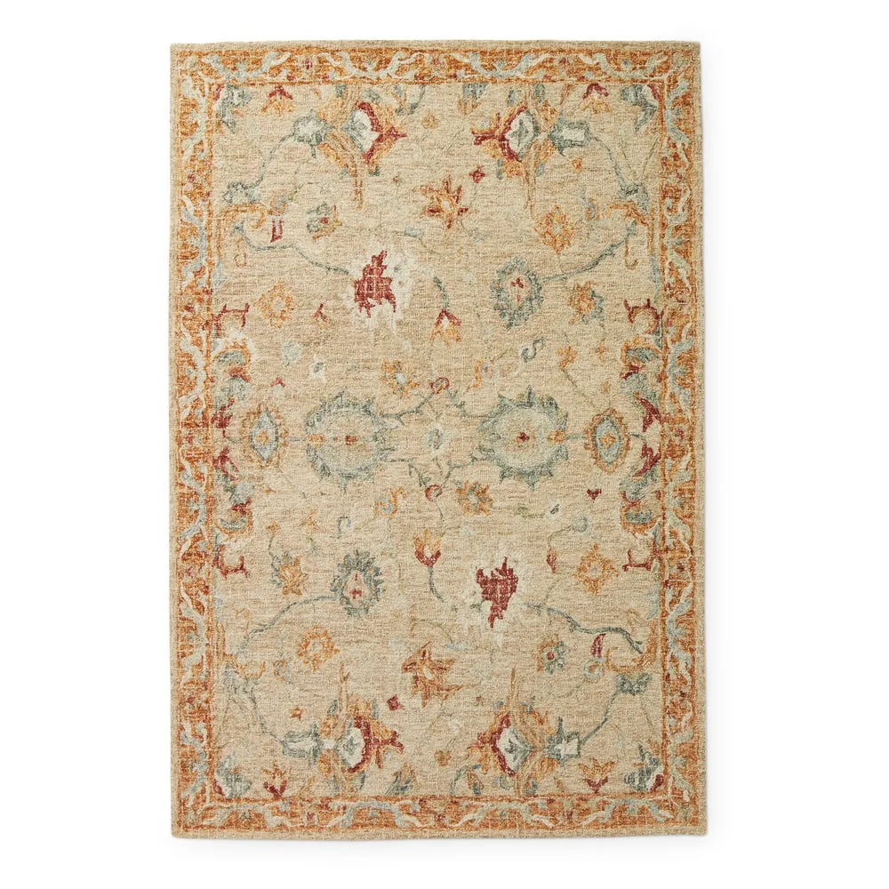 Alexander Home Transitional Floral Mosaic Hand-Hooked 100% Wool Rug