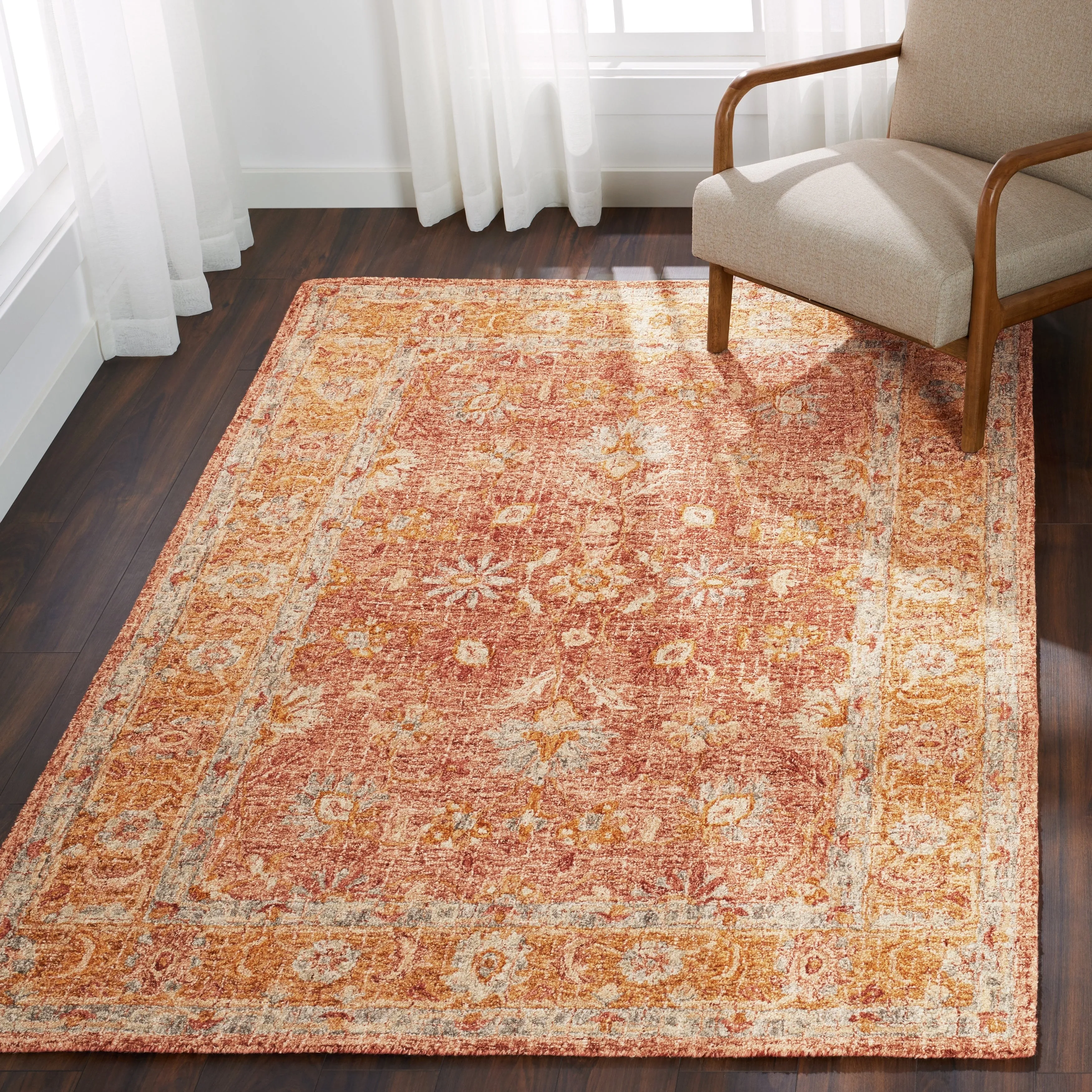 Alexander Home Transitional Terracotta Mosaic Hand-Hooked 100% Wool Rug