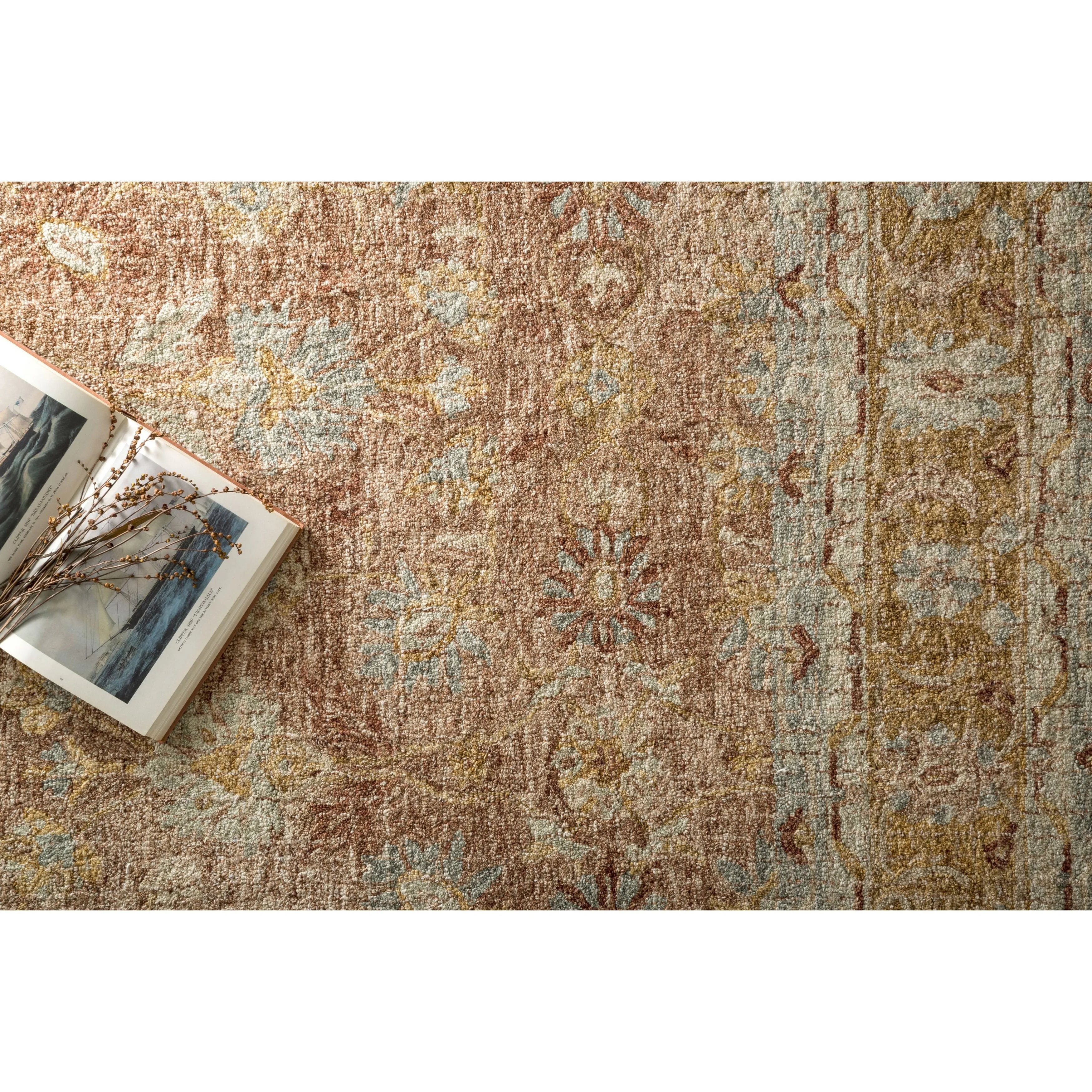 Alexander Home Transitional Terracotta Mosaic Hand-Hooked 100% Wool Rug
